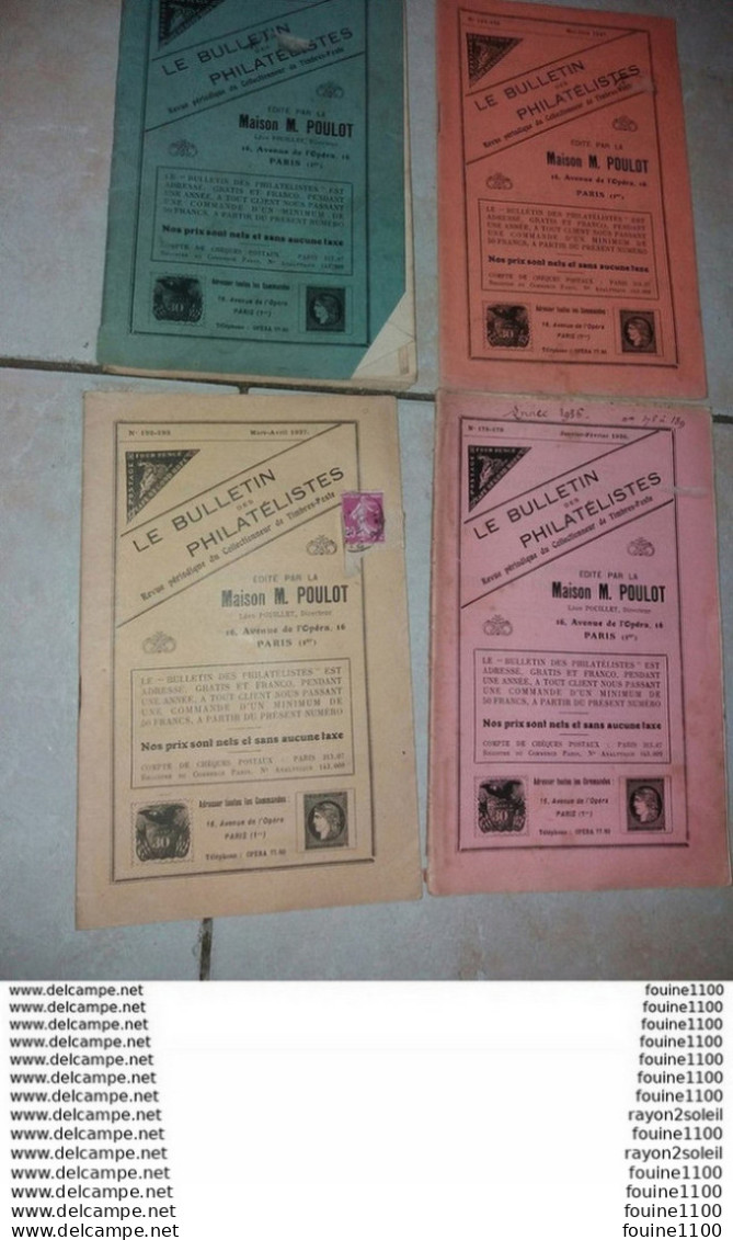 Lot 4 Revues Le Bulletin Des Philatélistes édité Par La Maison Poulot  N° 164-165 ; N° 178-179 ; N° 192-193 ; N° 194-195 - Französisch (bis 1940)
