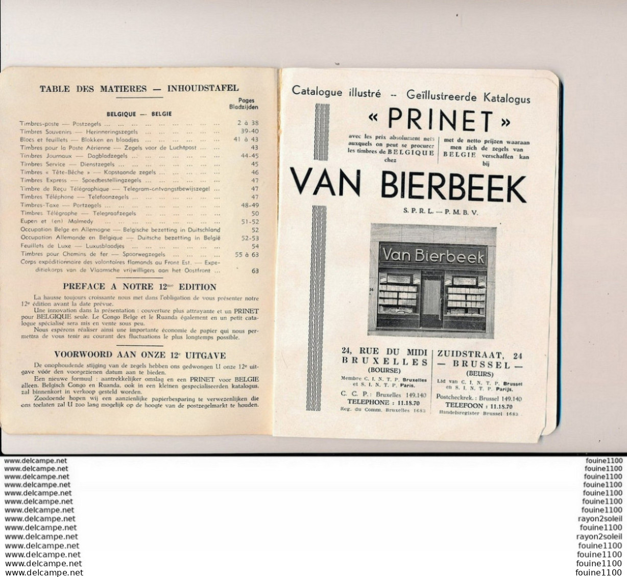 Catalogue De Cotation PRINET   Timbres Poste  BELGIQUE BELGIE   1942 - Belgique