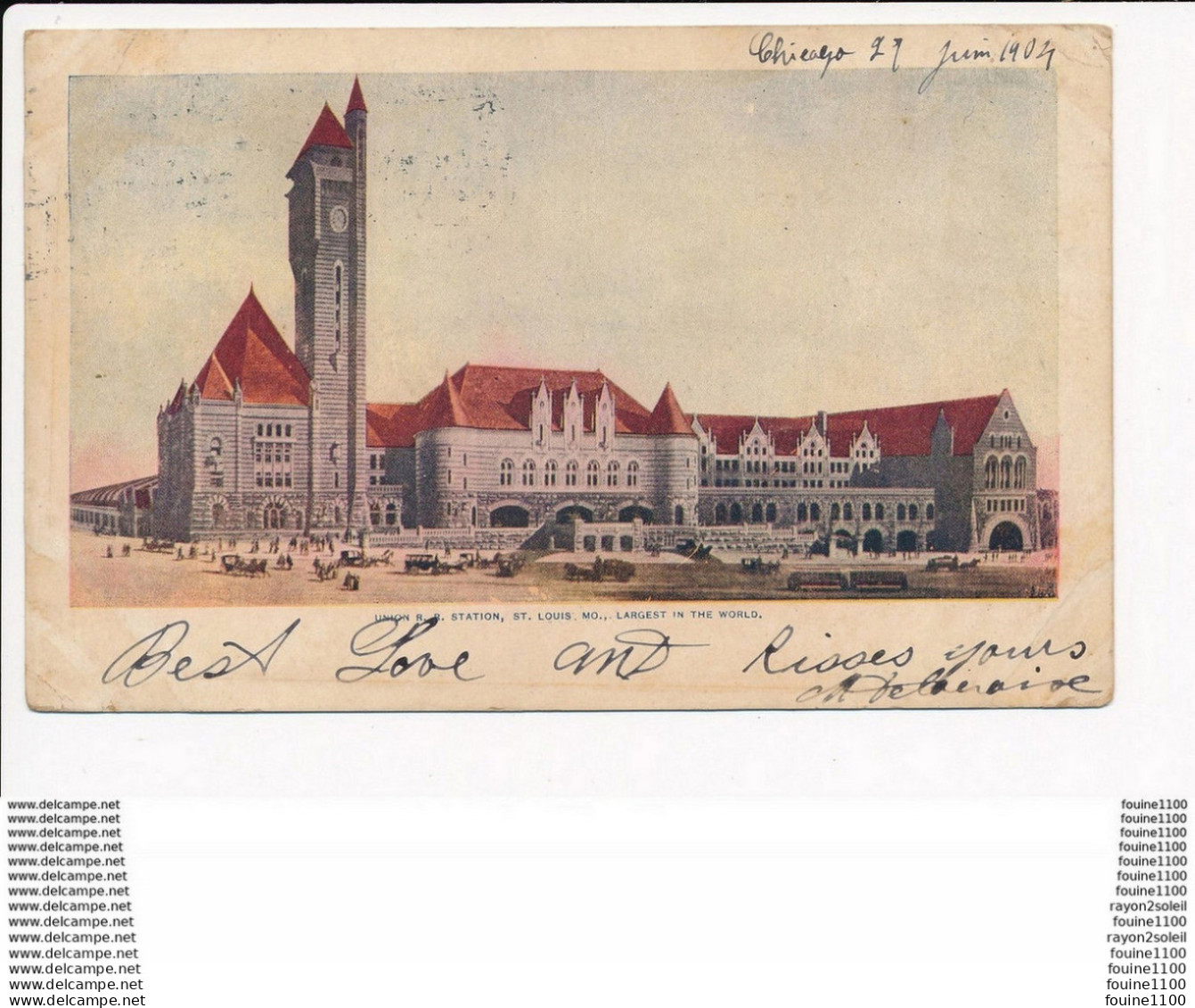 Carte De Saint Louis ST.LOUIS Mo. Union R.R.Station Largest In The World  ( Recto Verso ) - St Louis – Missouri