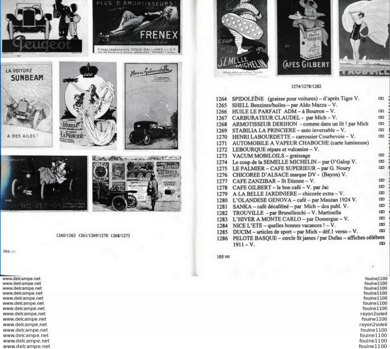 Catalogue De Vente Sur Offres Del Balzo Spécial Publicitaires ( Cognac Michelin  Cafés Gilbert Etc.....) - Livres & Catalogues