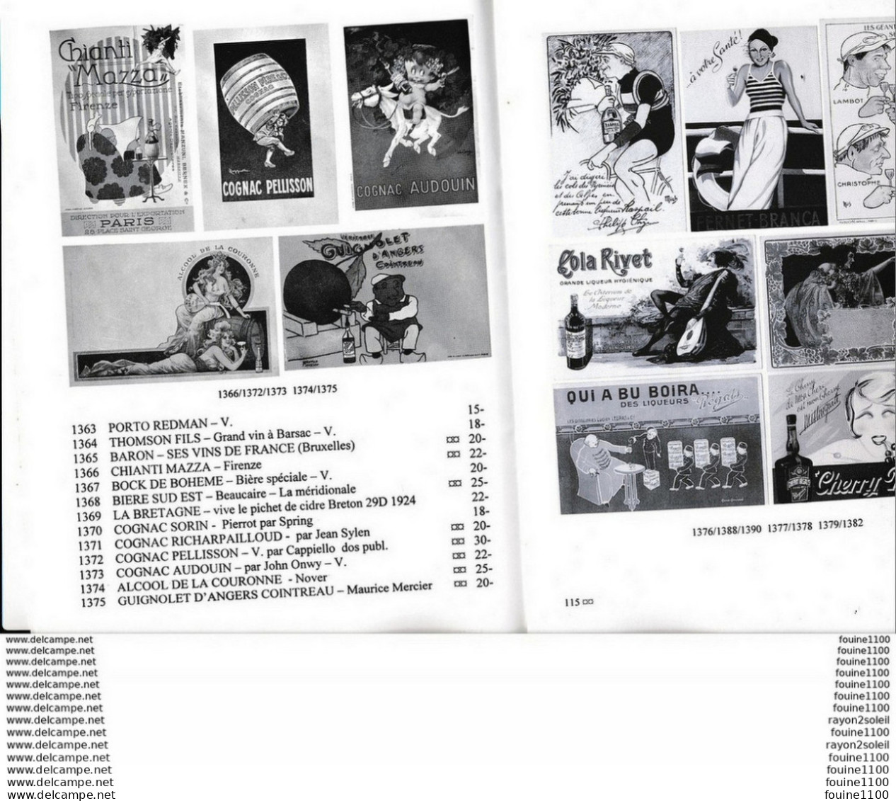Catalogue De Vente Sur Offres Del Balzo Spécial Publicitaires ( Cognac Michelin  Cafés Gilbert Etc.....) - Libri & Cataloghi