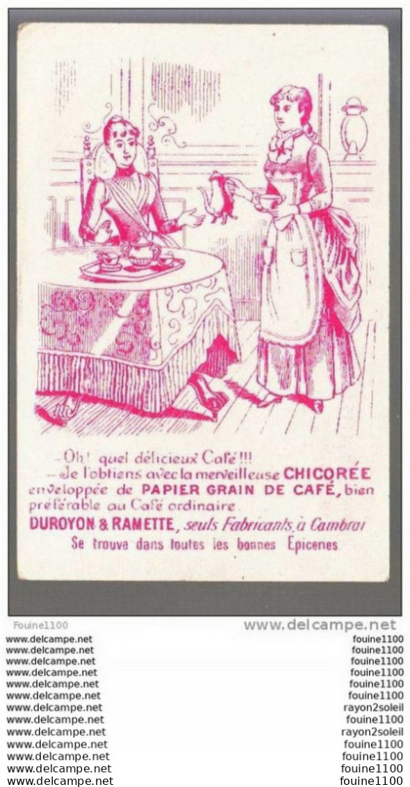 Chromo  Chicorée Dans Le Papier Grain De Café DUROYON &amp; RAMETTE ( Attelage Enfant )   (  Recto Verso ) - Duroyon & Ramette