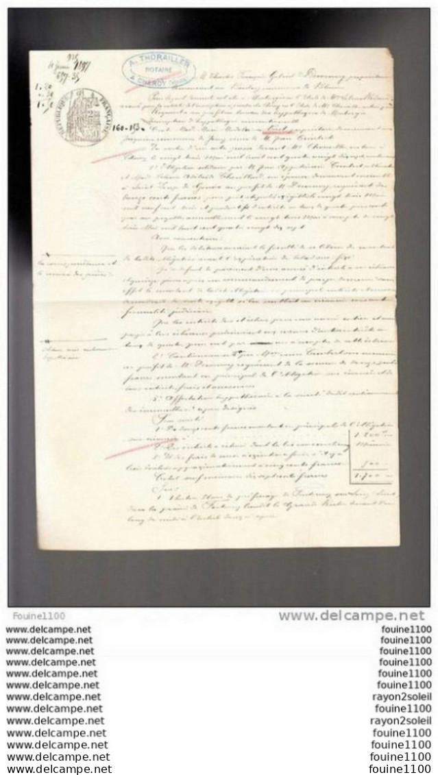 Année 1897 Acte Notarié ( 89 Yonne  ) Tampon De THORAILLER Notaire à CHEROY - Manuscrits