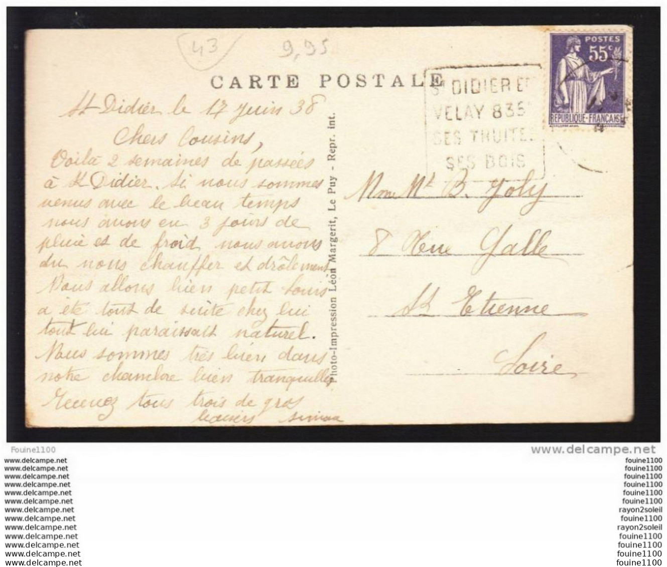 Carte De Saint Didier En Velay  ( Recto Verso ) - Saint Didier En Velay