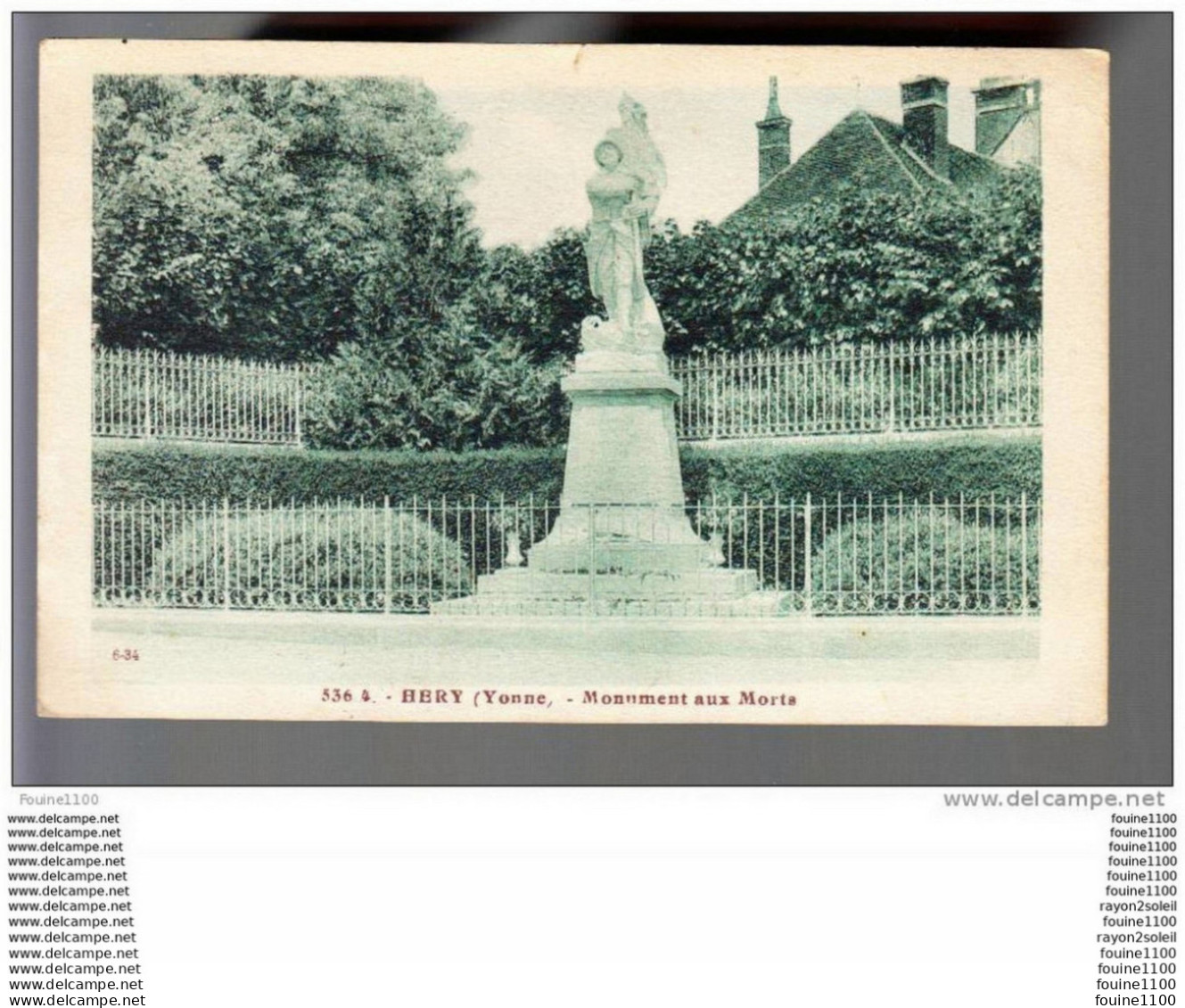 Carte De HERY  Monument Aux Morts ( Recto Verso ) - Hery