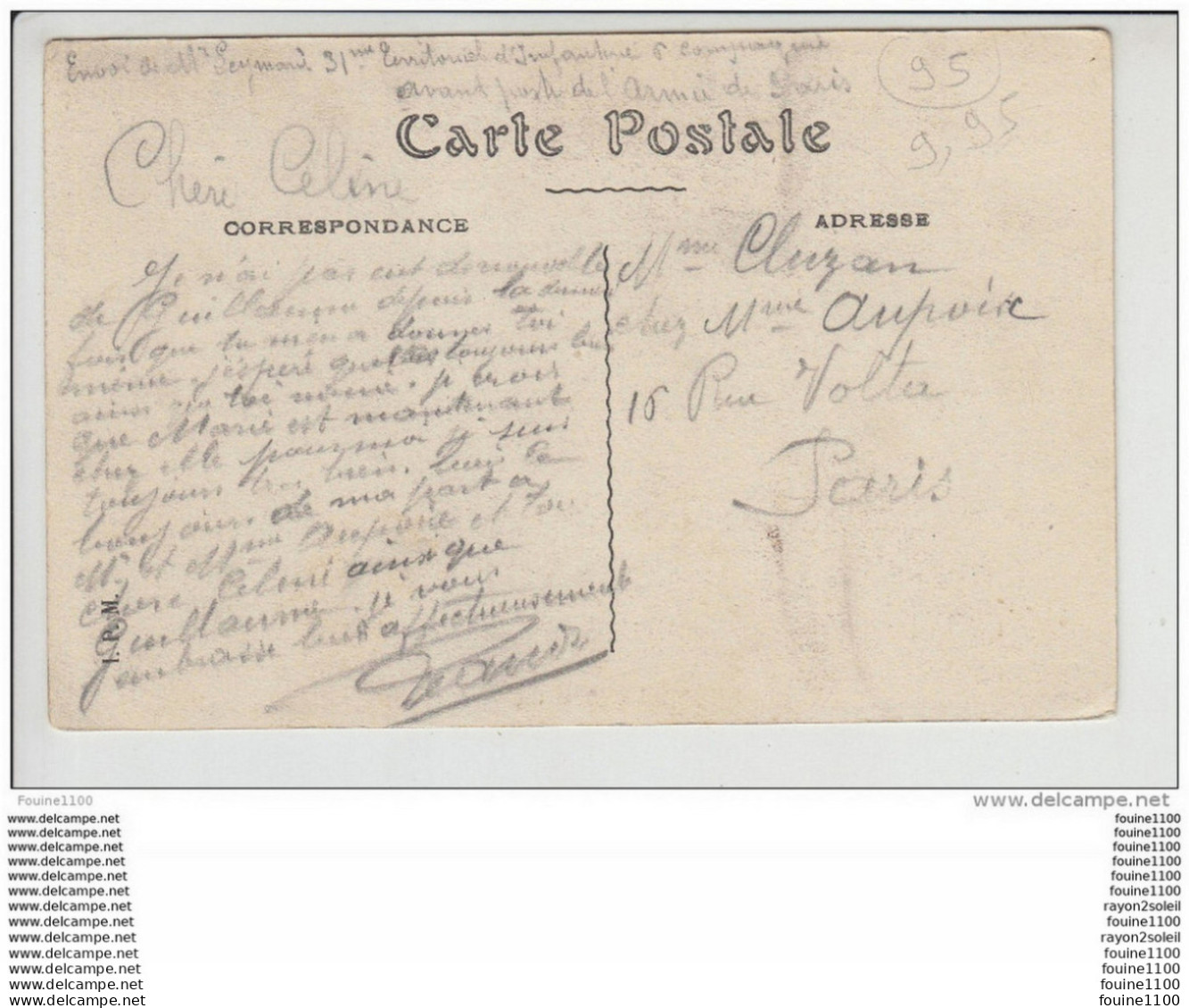 Carte De  Neuville Sur Oise  ( Je Pense ) Peu Courante ( Recto Verso ) - Neuville-sur-Oise