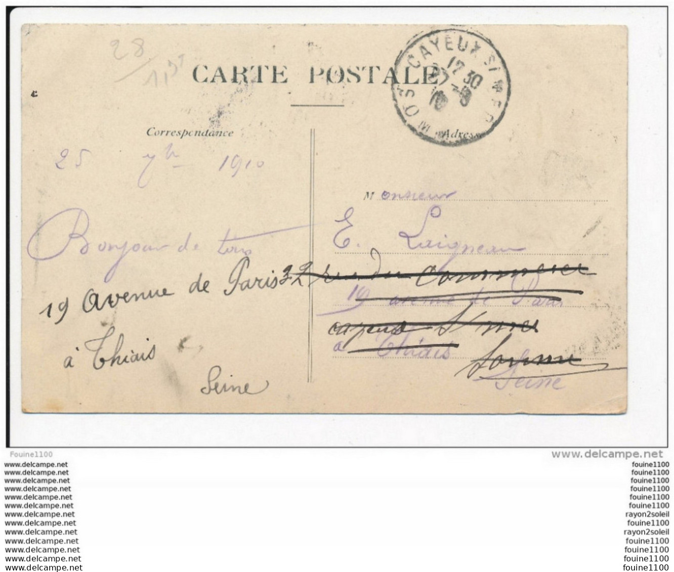 Carte De  BLEVY  ( Recto Verso ) - Blévy