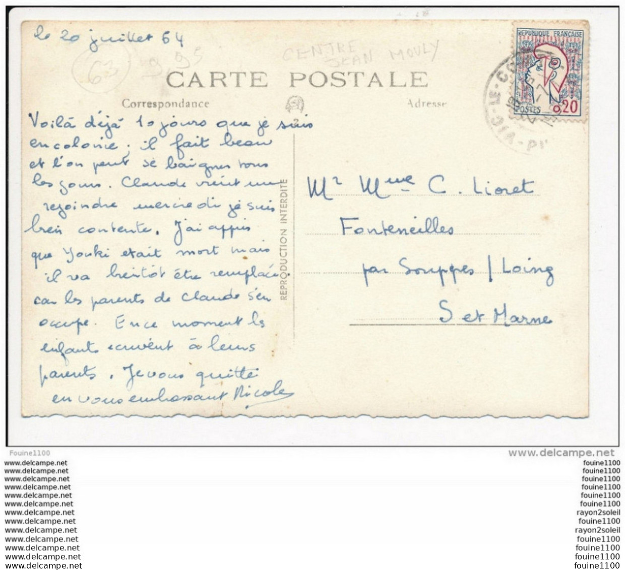 Carte Photo ( Format 15 X 10 Cm )  De Vic Le Comte  Colonie Du IV ème De Paris Centre Jean Mouly  ( Recto Verso ) - Vic Le Comte