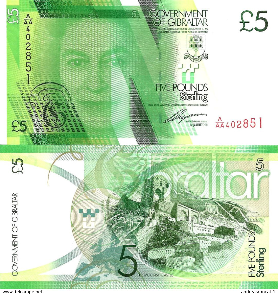 Gibraltar 5 Pounds 2011 P-35 UNC - Gibilterra