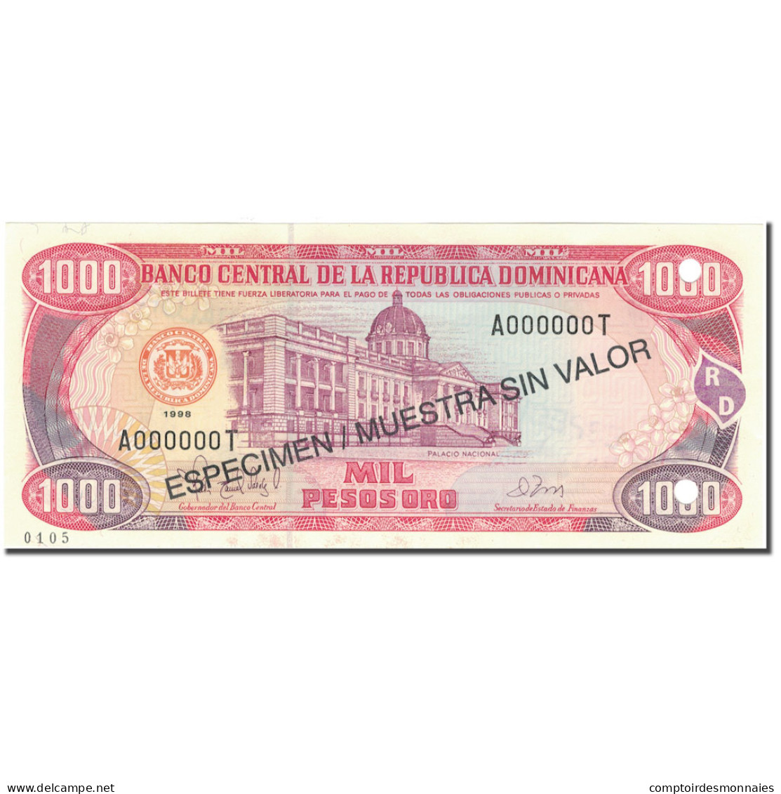 Billet, Dominican Republic, 1000 Pesos Oro, 1996, 1996, Specimen, KM:158s1, SPL - Dominicana