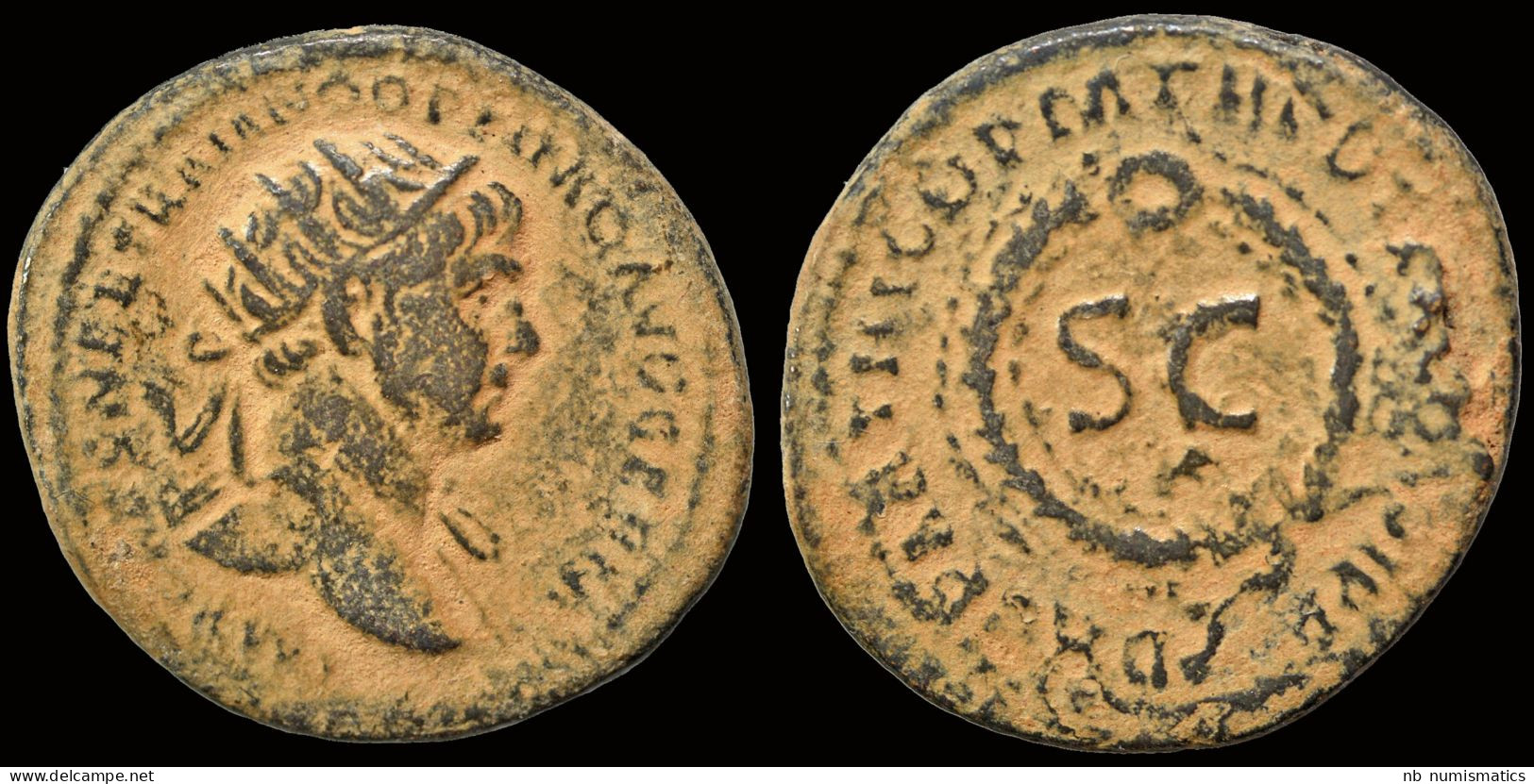 Trajan AE Semis Legend In Wreath - The Anthonines (96 AD Tot 192 AD)