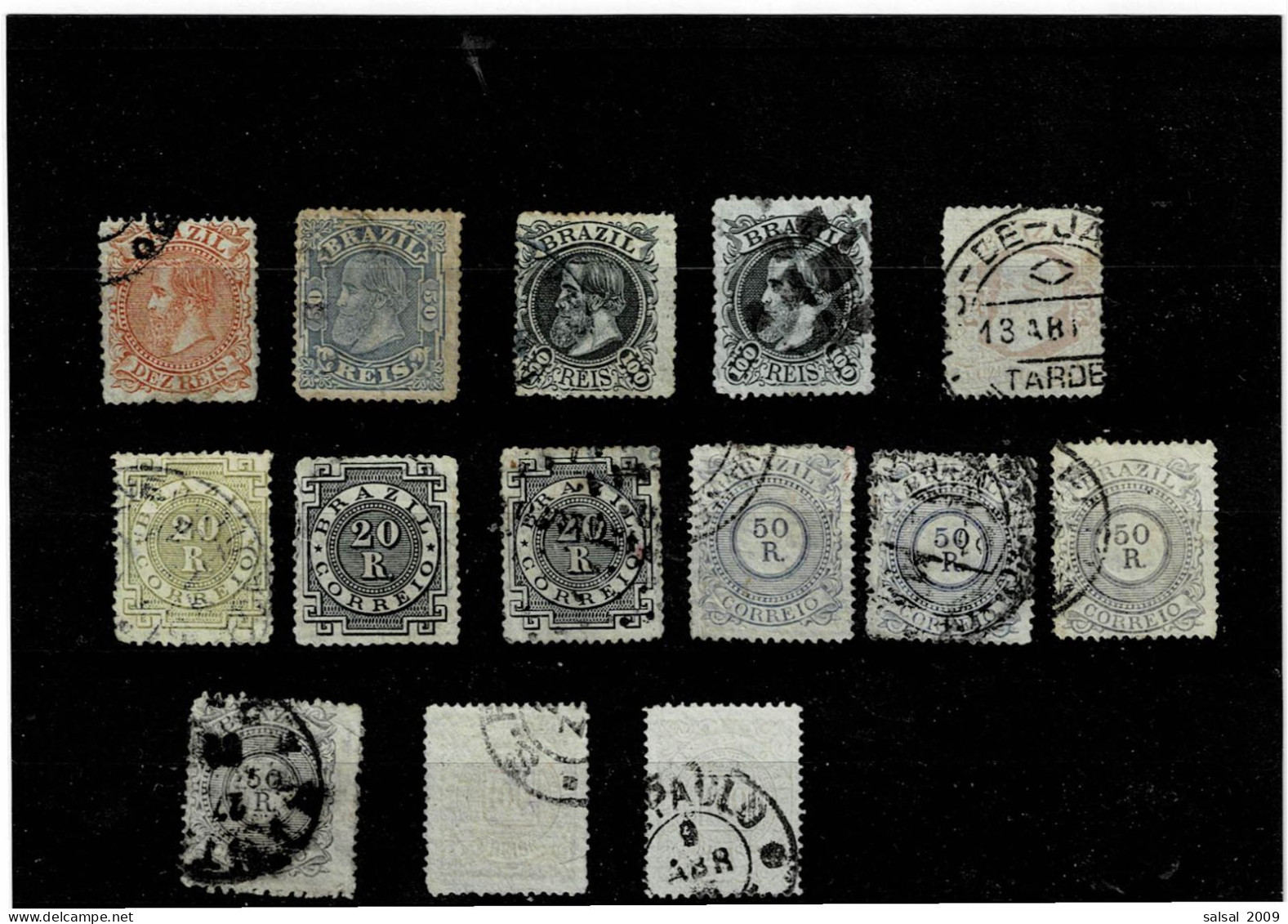 BRASILE ,"Pedro II" ,serie Corrente" ,13 Pezzi Usati ,qualita Buona - Used Stamps