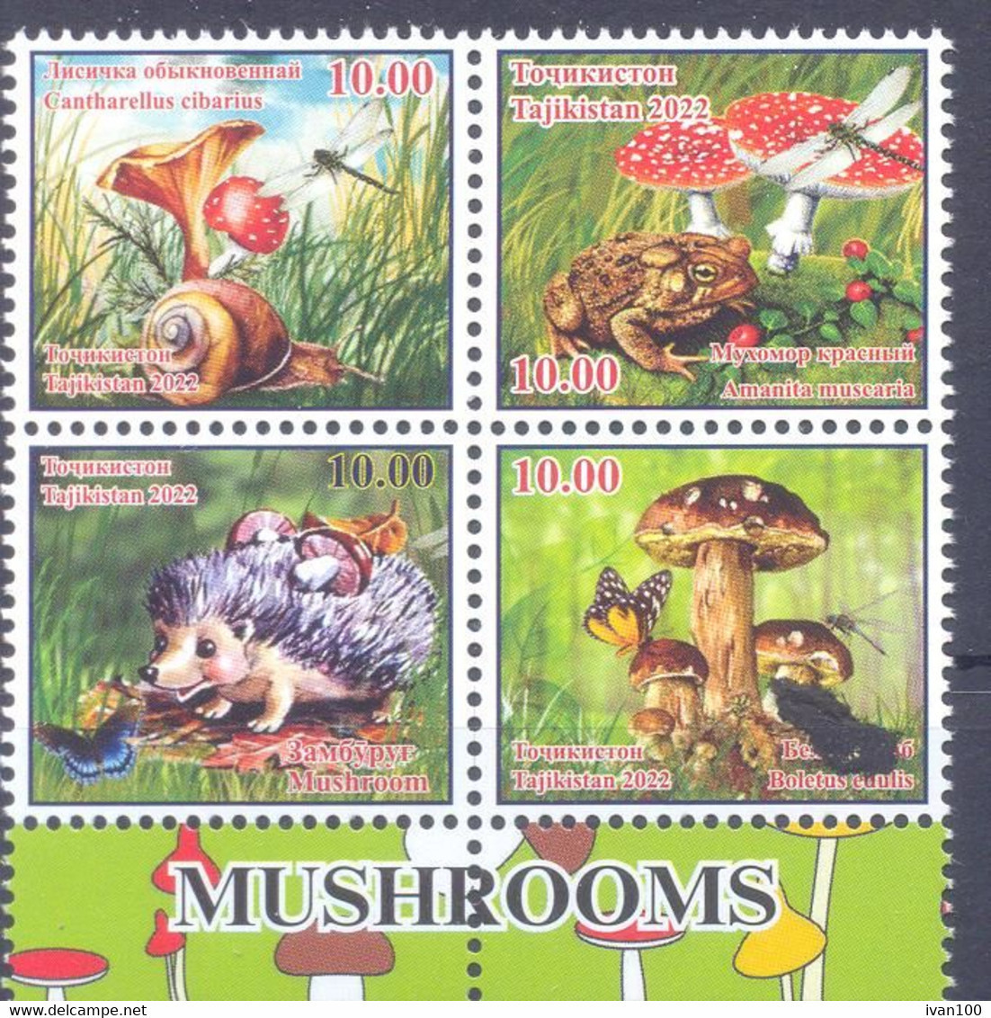 2022. Tajikistan, Mushrooms & Wildlife From Tajikistan, 4v Perforated, Mint/** - Tayikistán