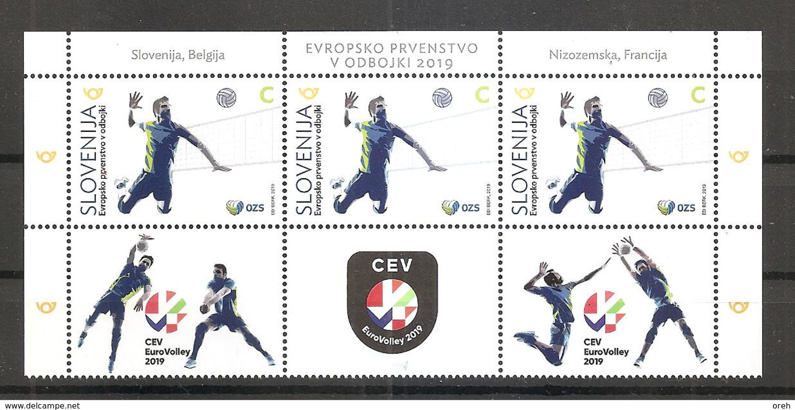 SLOVENIA  2019,SPORT,EUROPEAN CHAMPIONSHIP VOLLEYBALL,EUROVOLLEY 2019,vignette,MNH - Slowenien