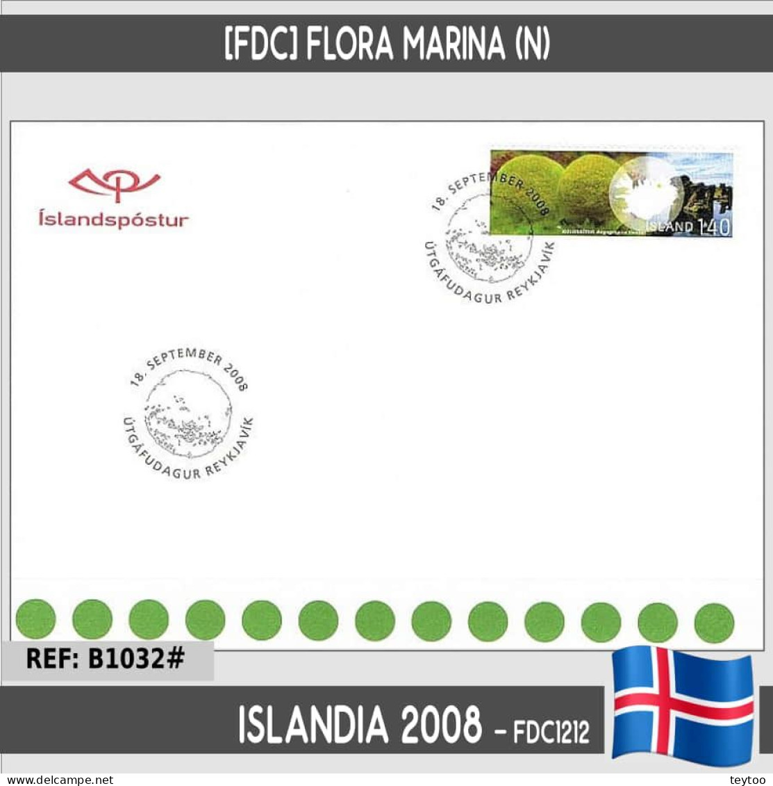 B1032# Islandia 2008 [FDC] Flora Marina (N) - FDC