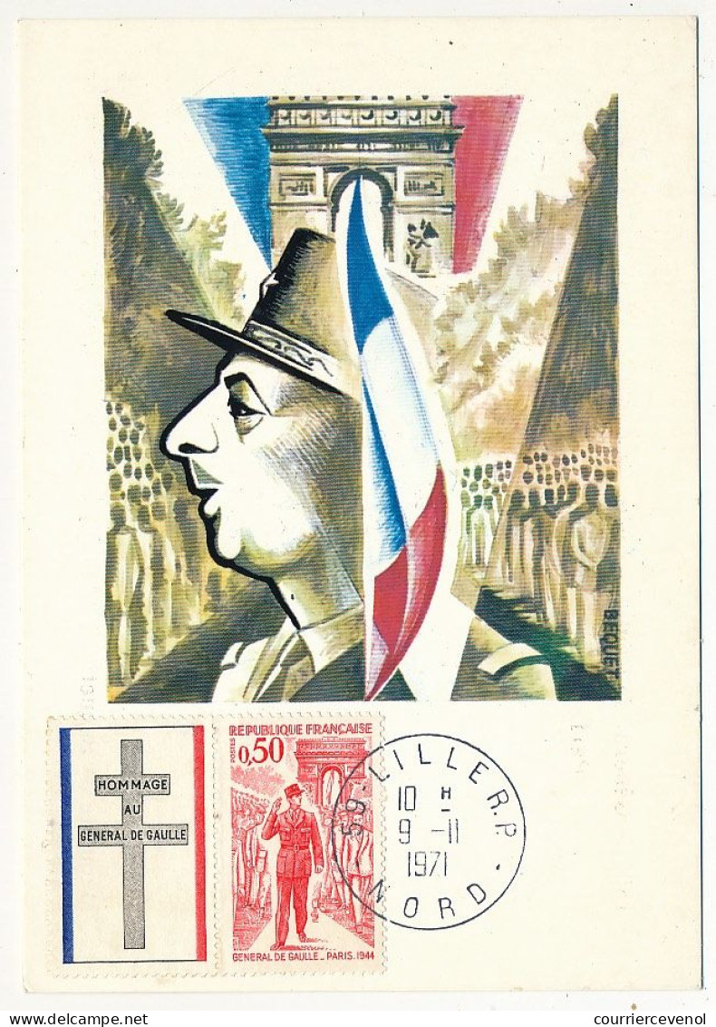 FRANCE - Carte Maximum - 0,50 Charles De Gaulle - Premier Jour 9/11/1971 - LILLE - 1970-1979