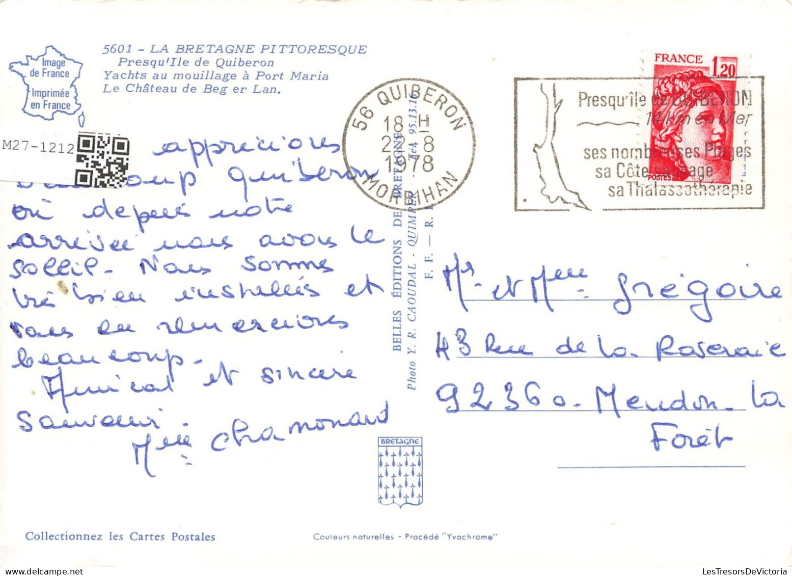 FRANCE - Presq'île De Quiberon - Yachts Au Mouillage à Port Maria - Le Château De Beg Er Lan - Carte Postale Récente - Quiberon