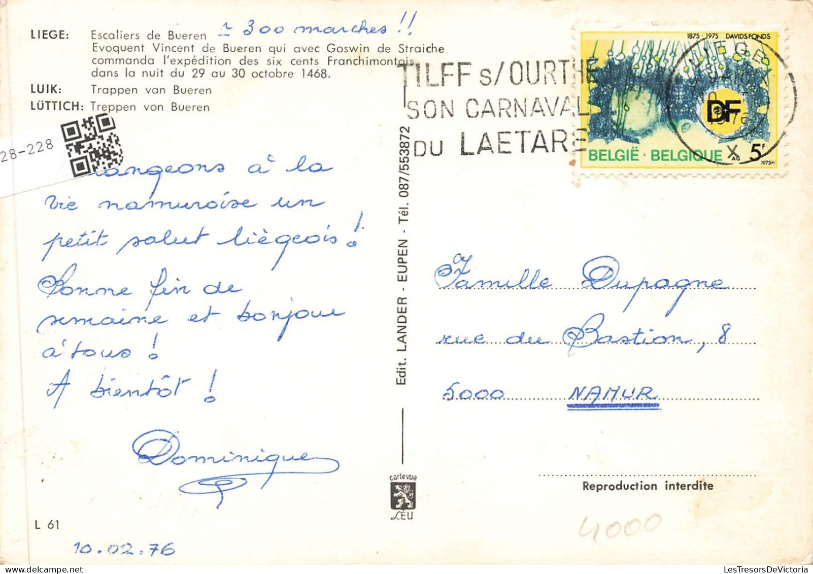BELGIQUE - Liège - Vue Générale De L'escalier De Bueren - Colorisé - Carte Postale - Lüttich