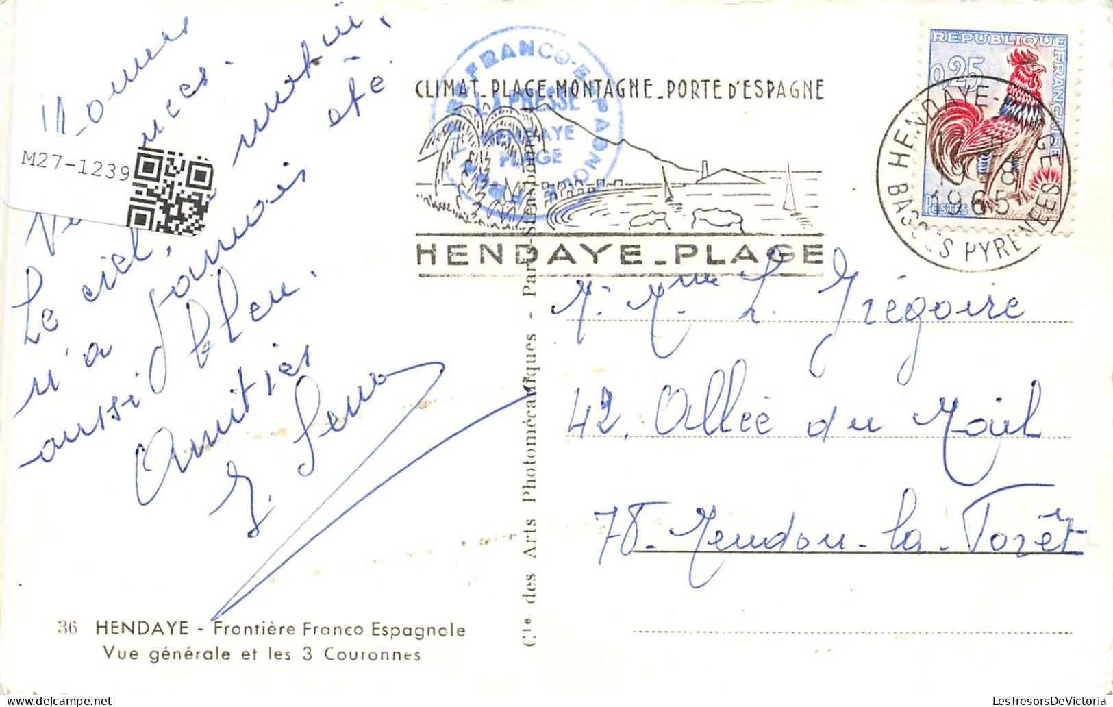FRANCE - Hendaye - Frontière Franco Espagnole - Vue Générale Et Les 3 Couronnes - Carte Postale Ancienne - Hendaye