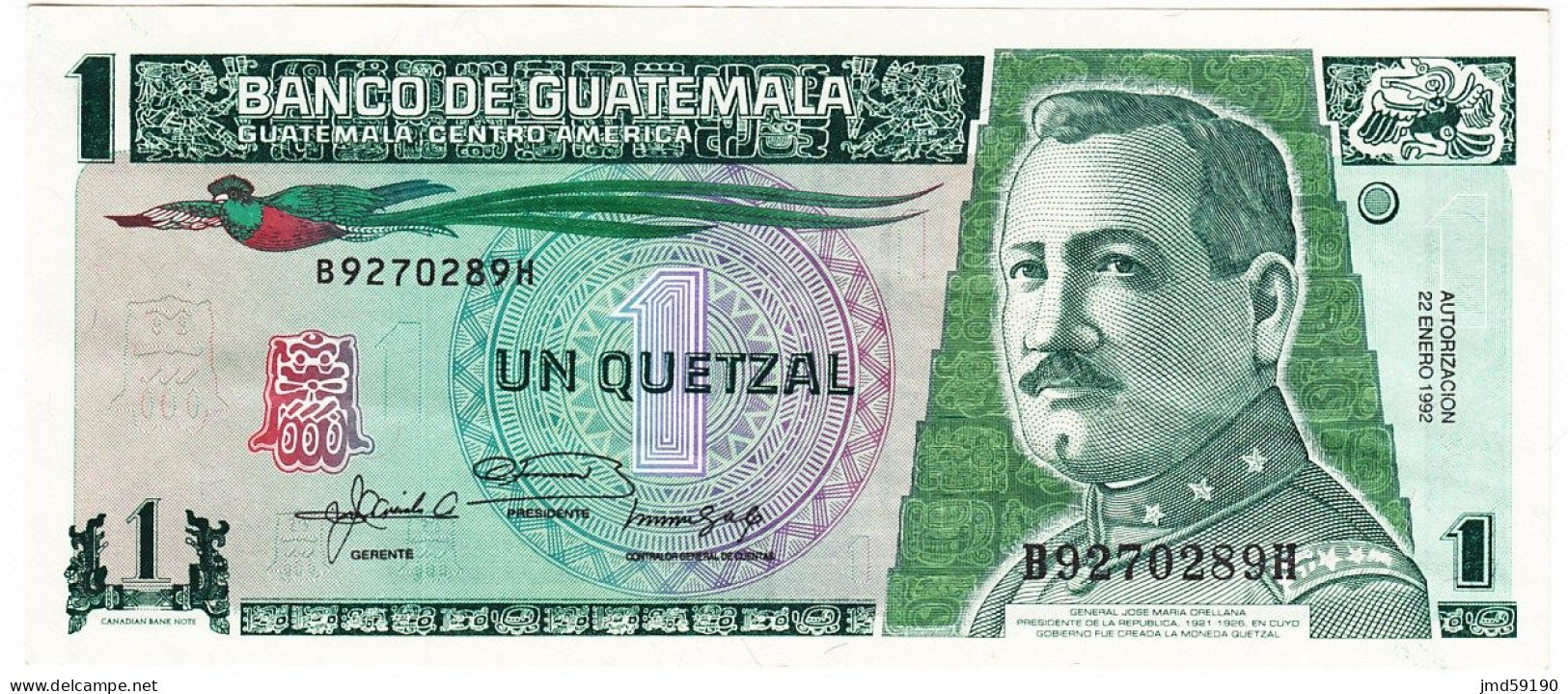 GUATEMALA  - Billet De 1 Quetzal De 1992 - B9270289H - Guatemala