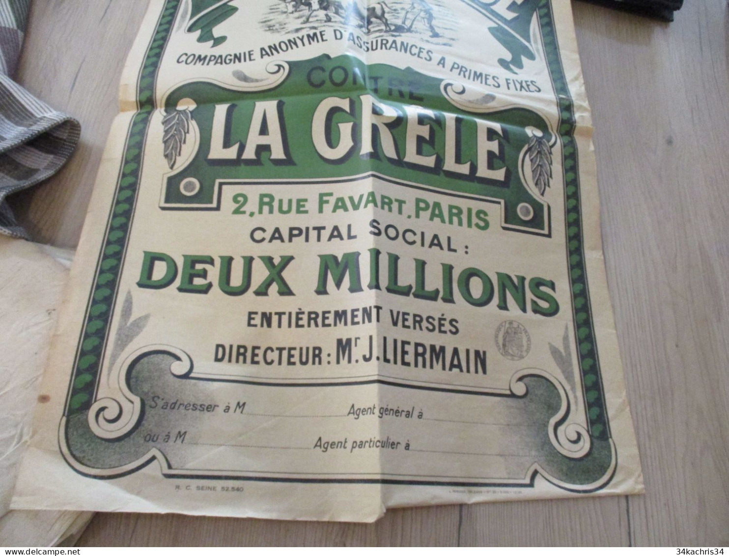 M45 Affiche Originale 80X 100 Environs Assurance La Confiance Paris Vers 1920 - Plakate