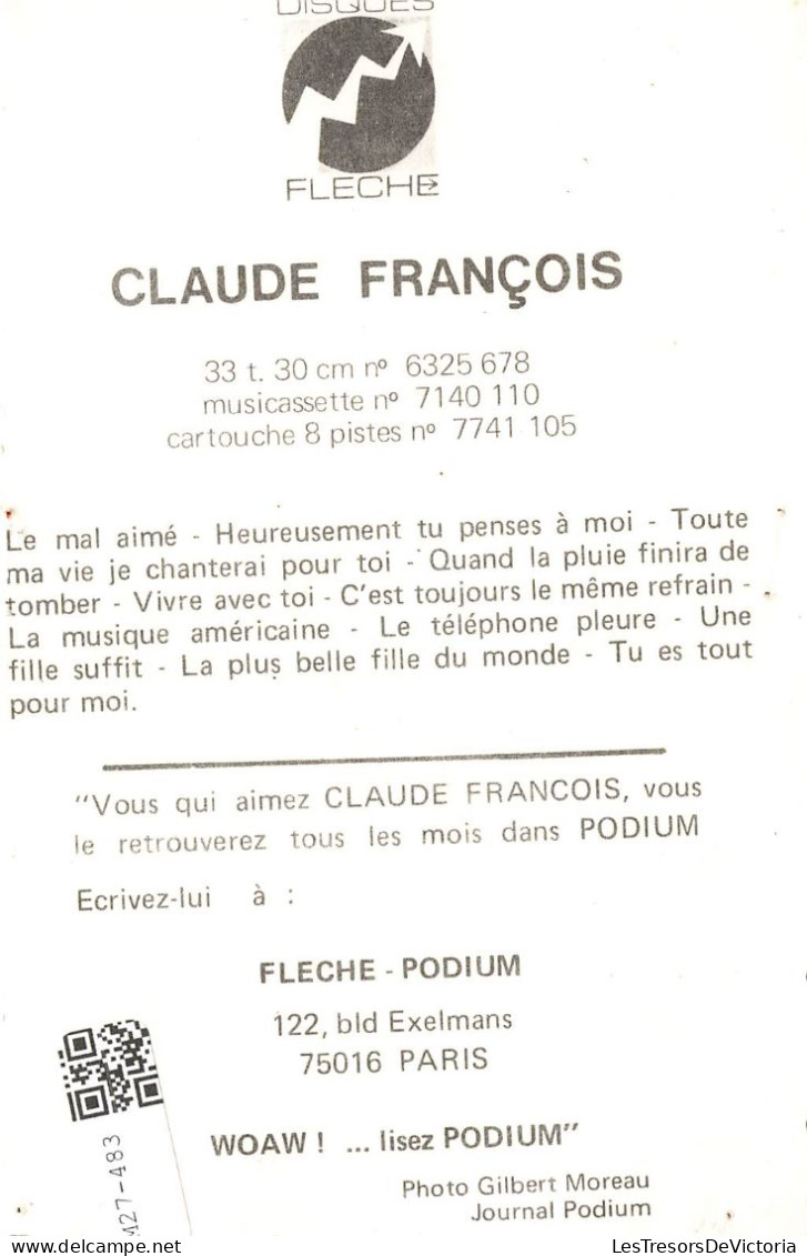 CELEBRITE - Claude François - Chanteur - Flèche Podium - Carte Postale - Zangers En Musicus