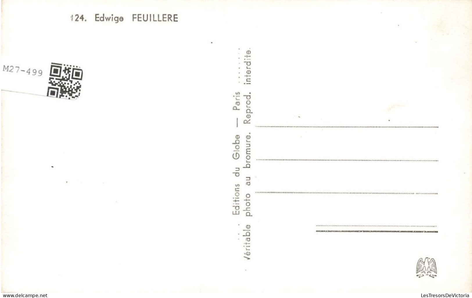 CELEBRITE - Edwige Feuillère - Actrice Française - Carte Postale Ancienne - Donne Celebri