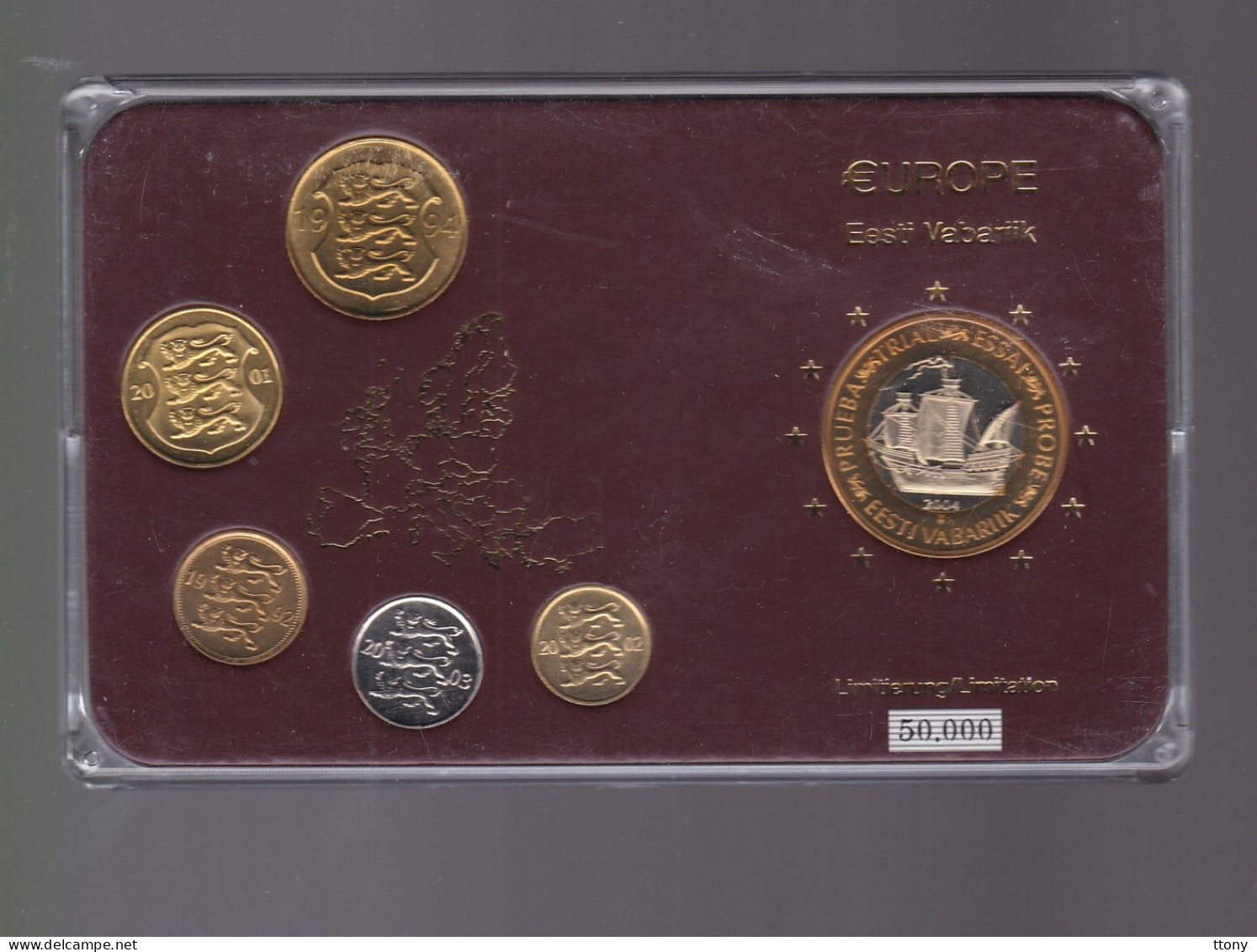 6   Pièces  Euro  Euro   Europe  Tirage 50 000    2004 Probe  Essai  2 Pièces 1994  & 1992  - 2001 - 2002 - 2003 - Specimen