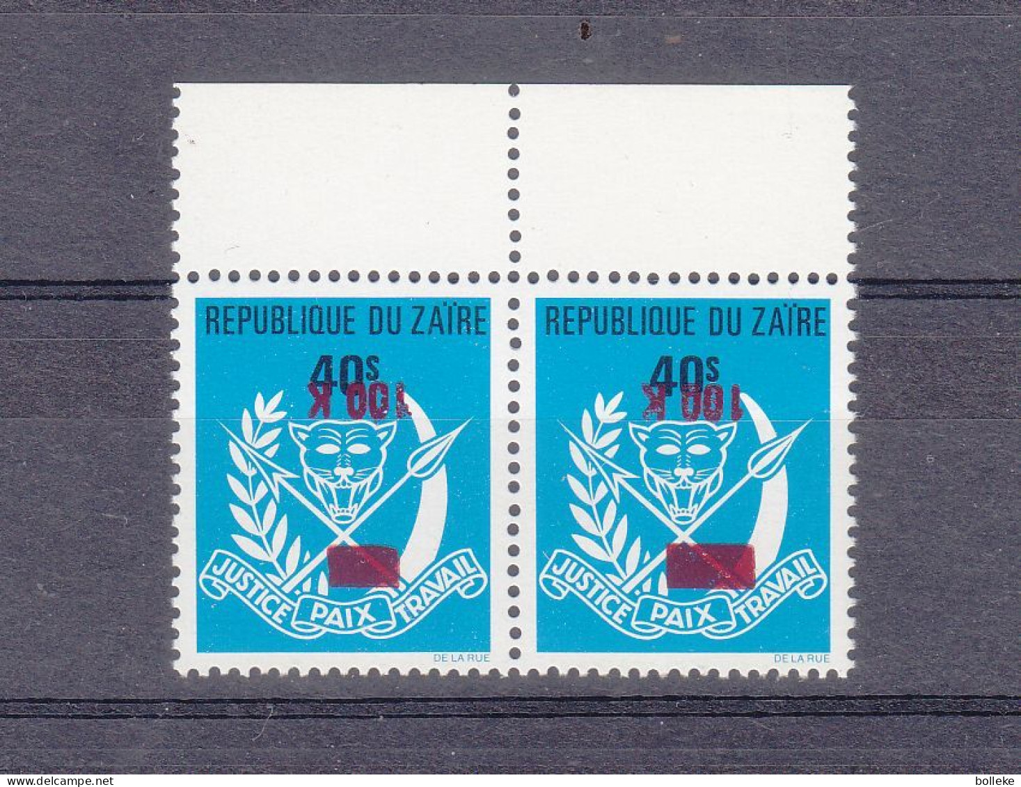 Zaïre - COB 916 ** - En Paire - Surcharge Renversée - Valeur 34 € ( ( 18 + 16 Variété ) - Unused Stamps