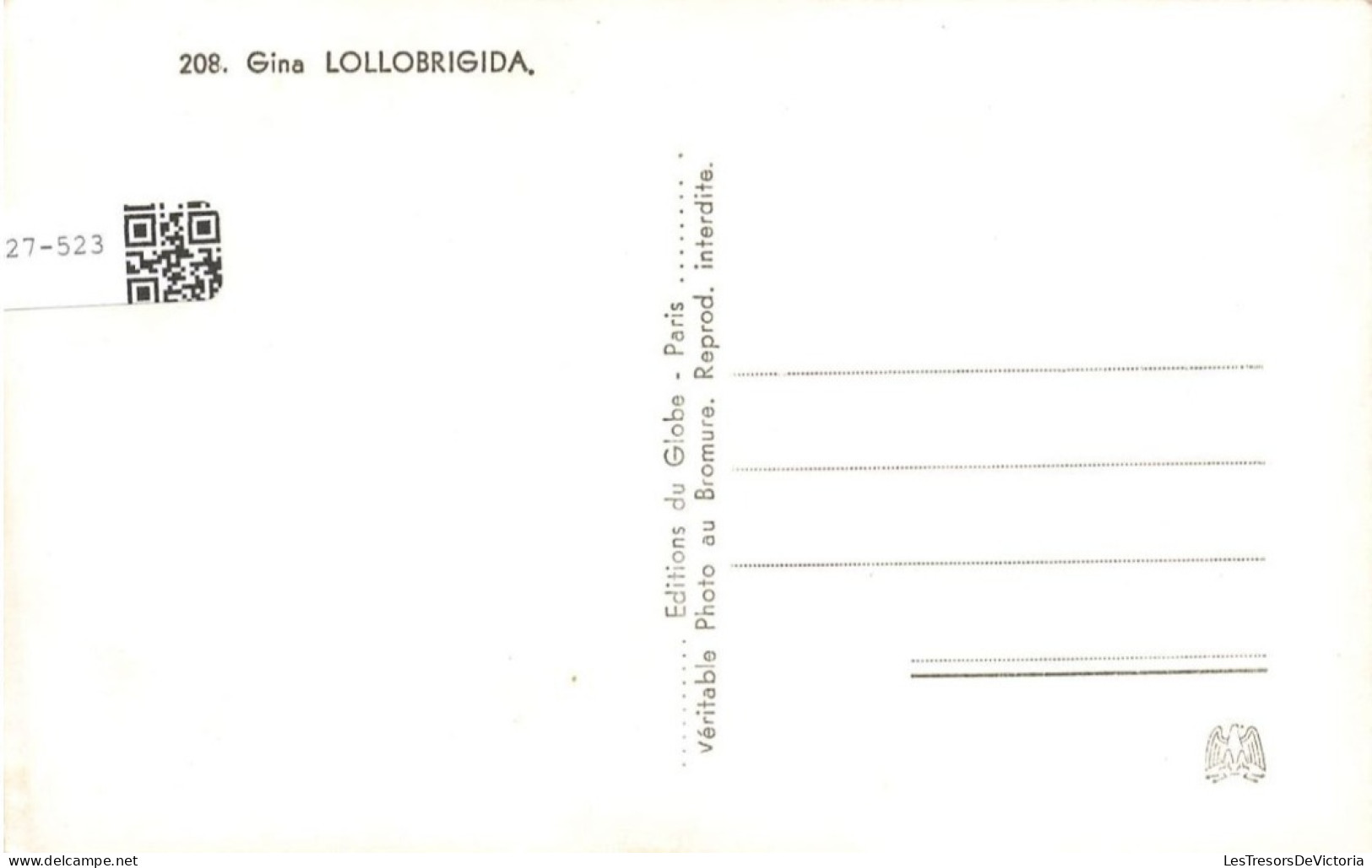 CELEBRITE - Gina Lollobrigida - Actrice Et Photographe Italienne - Carte Postale Ancienne - Berühmt Frauen