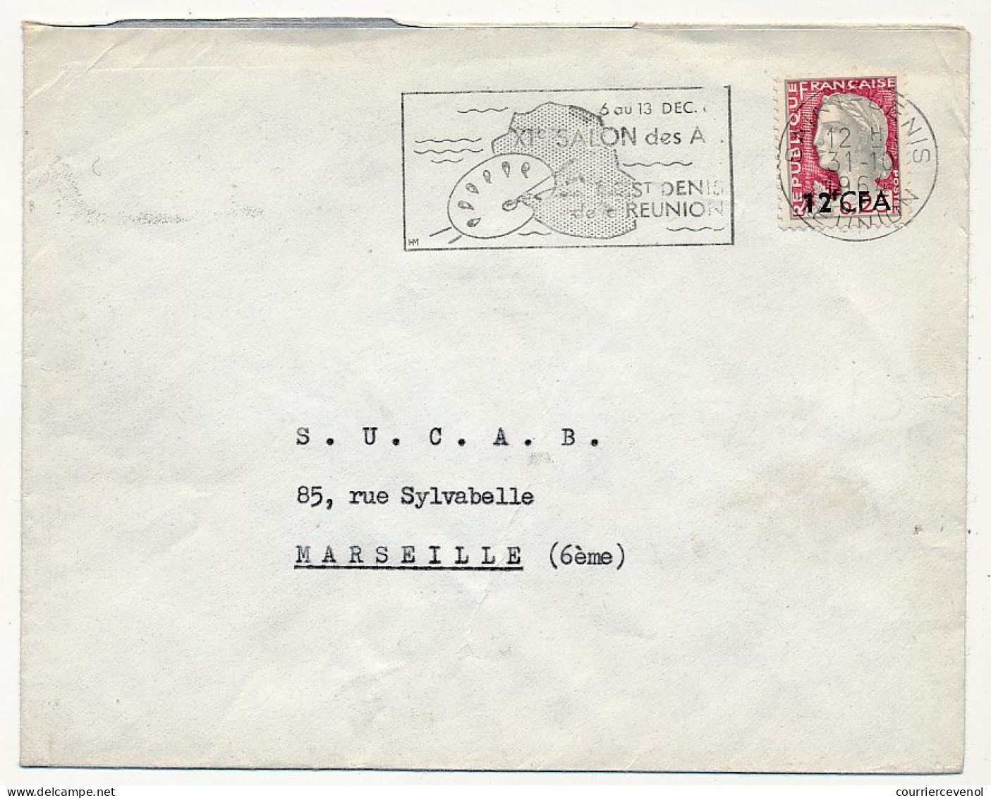 REUNION - Env. Affr 12F CFA Decaris - OMEC "XIe Salon Des Arts" - St Denis 31/10/1964 - Covers & Documents