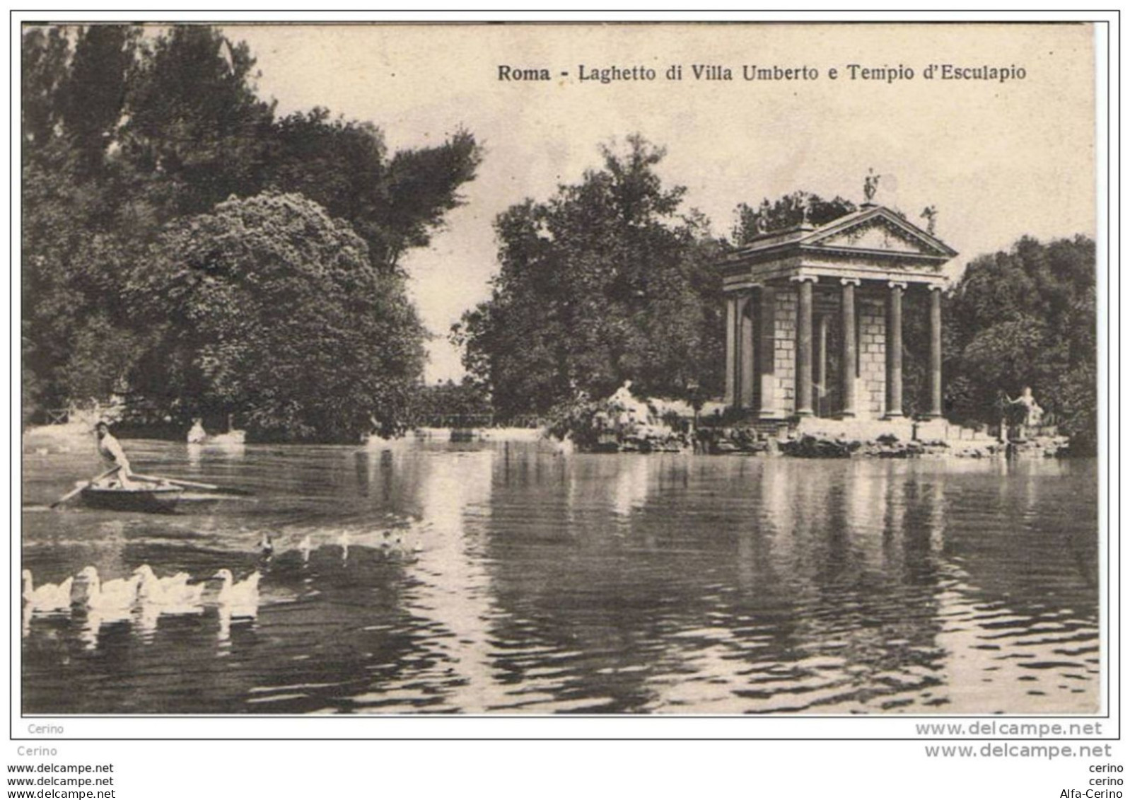 ROMA:   LAGHETTO  DI  VILLA  UMBERTO  E  TEMPIO  D' ESCULAPIO  -  FP - Parks & Gardens