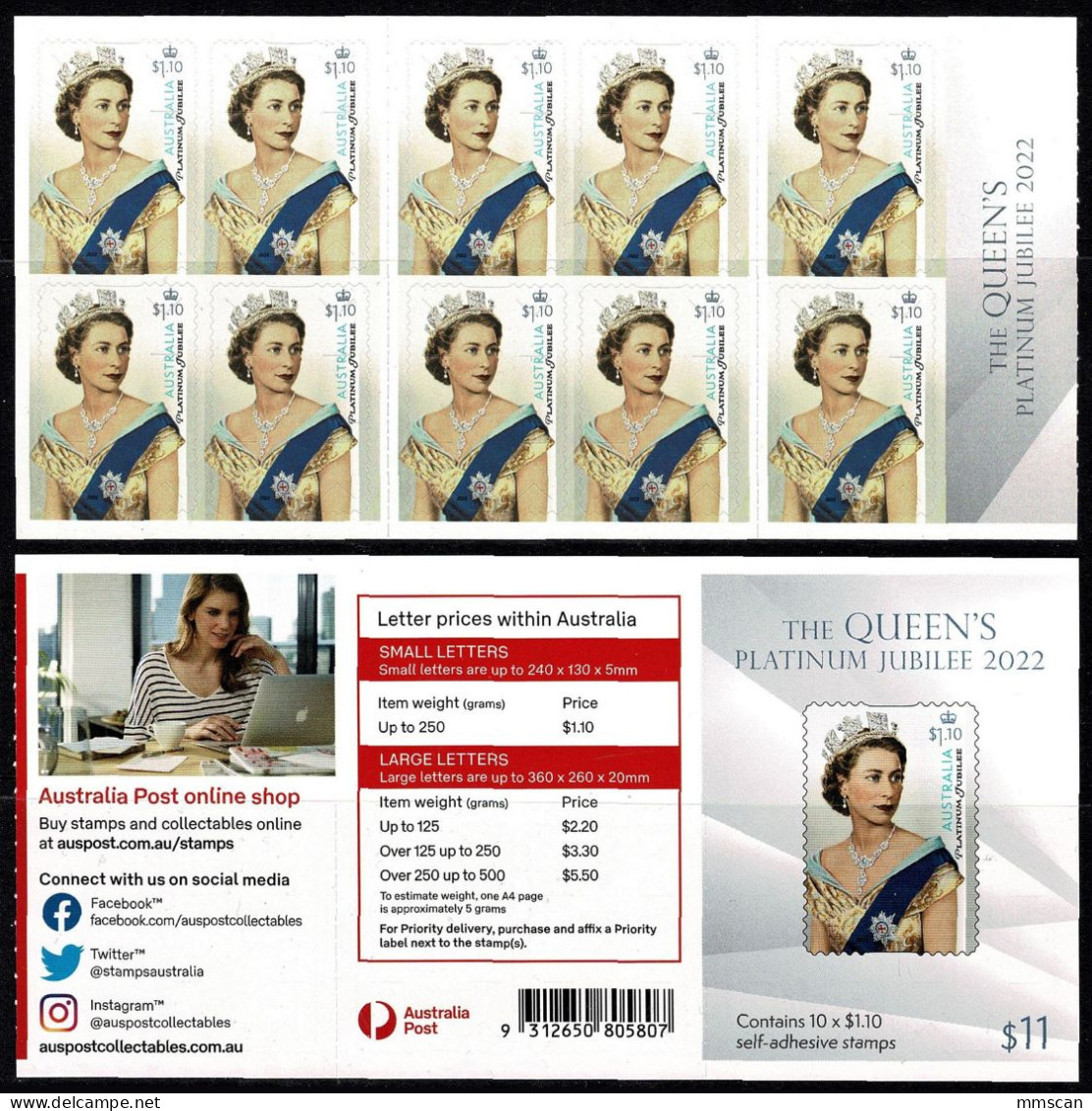Australia 2022 The Queen's Elizabeth II Platinum Jubilee.Self-adhesive Booklets,MNH**/Free Shipping If Buy More Than €65 - Unused Stamps