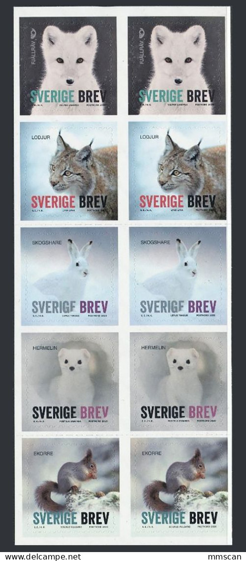 Sweden 2020 Winter Animals,Booklet(10 Stamps) MNH /Free Shipping If Buy More Than €65 - Neufs