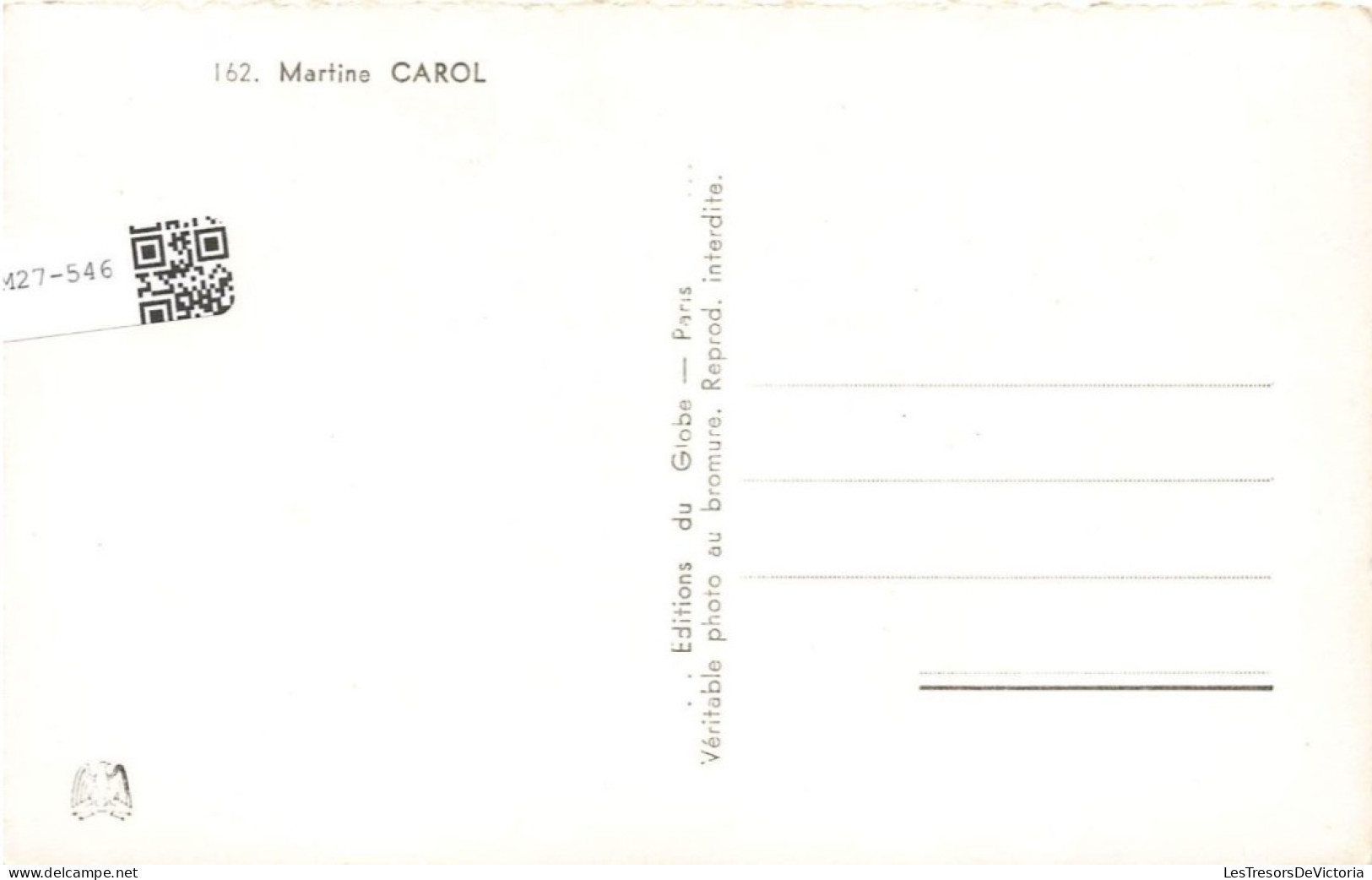 CELEBRITE - Martine Carol - Actrice Française - Carte Postale Ancienne - Beroemde Vrouwen