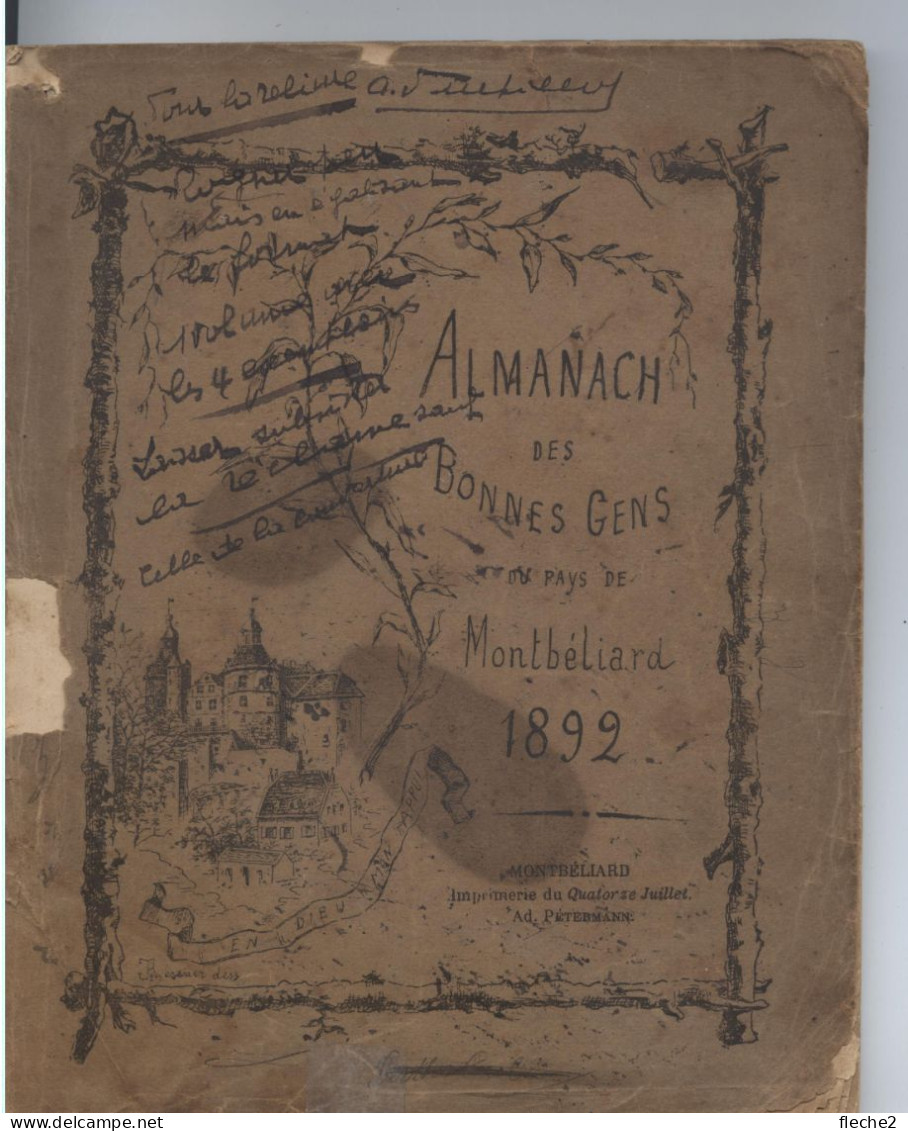 MONTBELIARD ALMANACH Des BONNES GENS DuPAYS De.......1892 - Franche-Comté