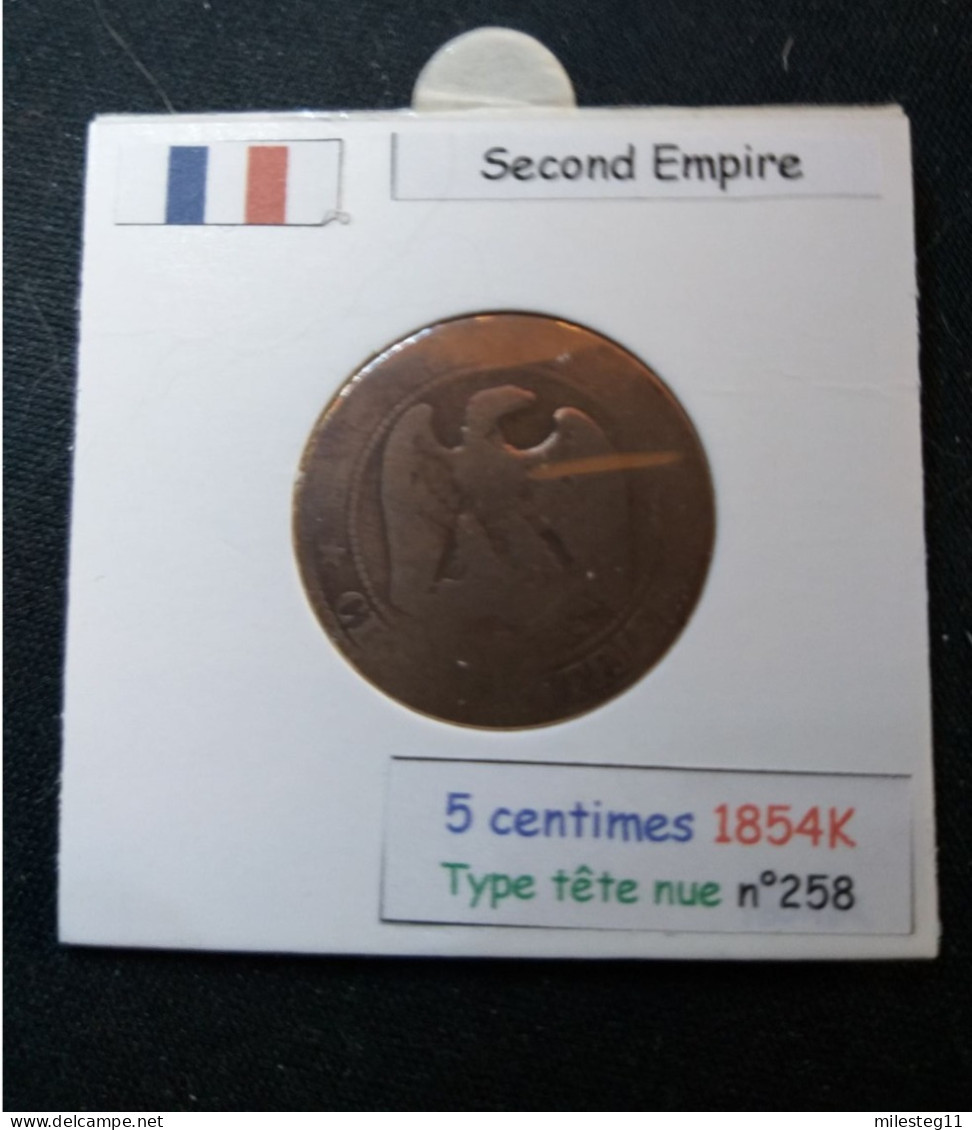 France 1854K 5 Centimes Type Napoléon III Tête Nue (réf Gadoury N°152) - 5 Centimes