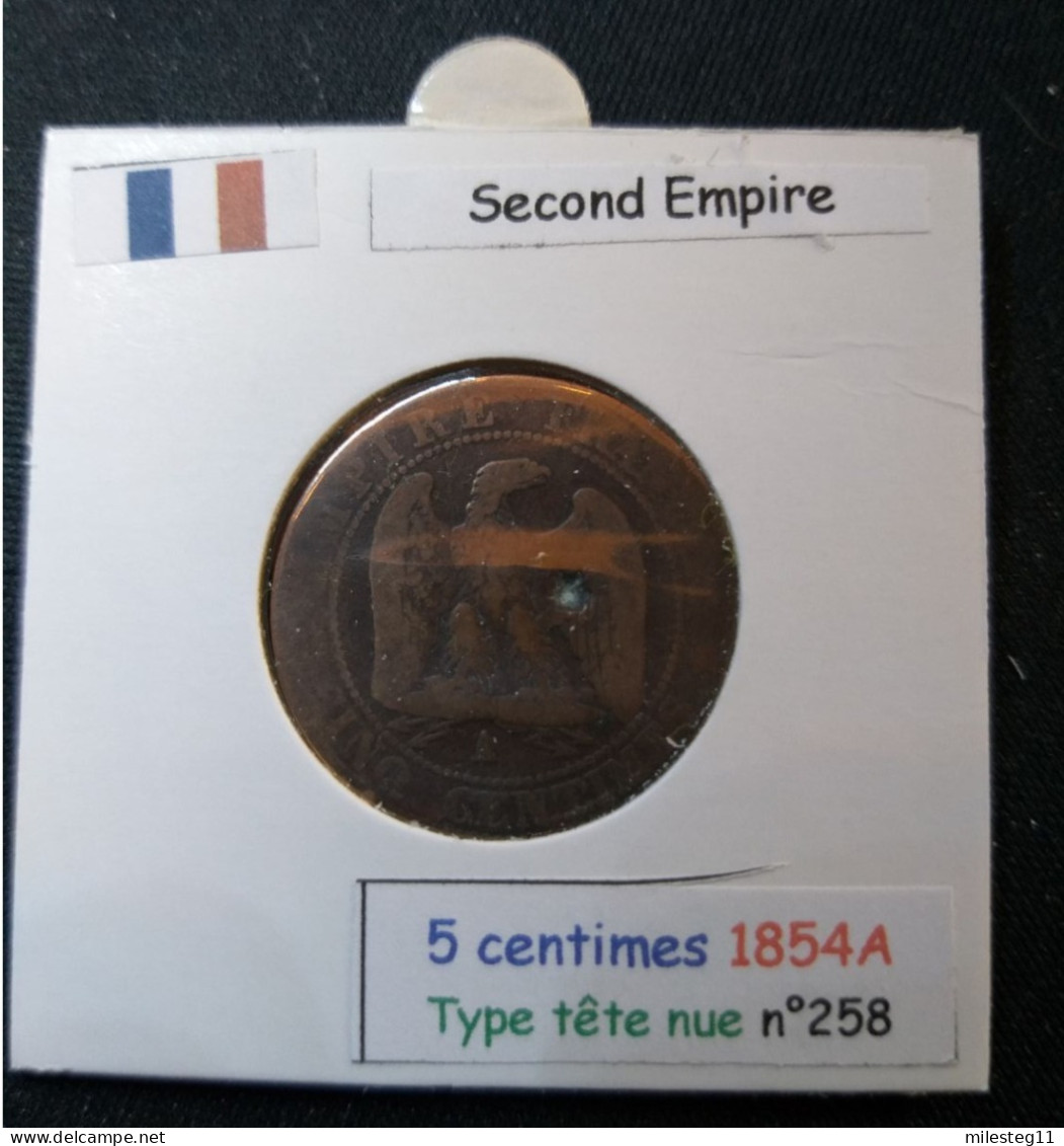 France 1854A 5 Centimes Type Napoléon III Tête Nue (réf Gadoury N°152) Main - 5 Centimes