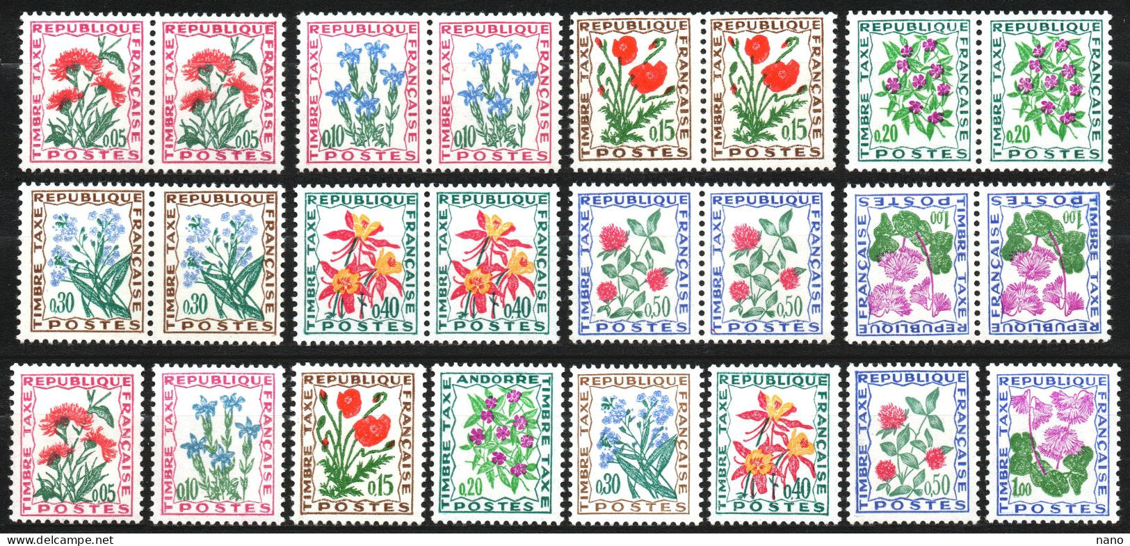 Timbres Taxes - Année 1964-1971 - Y&T N°95 à 102 - Série Complète + Série Complète En Paire Neuf ** - 1960-... Ungebraucht