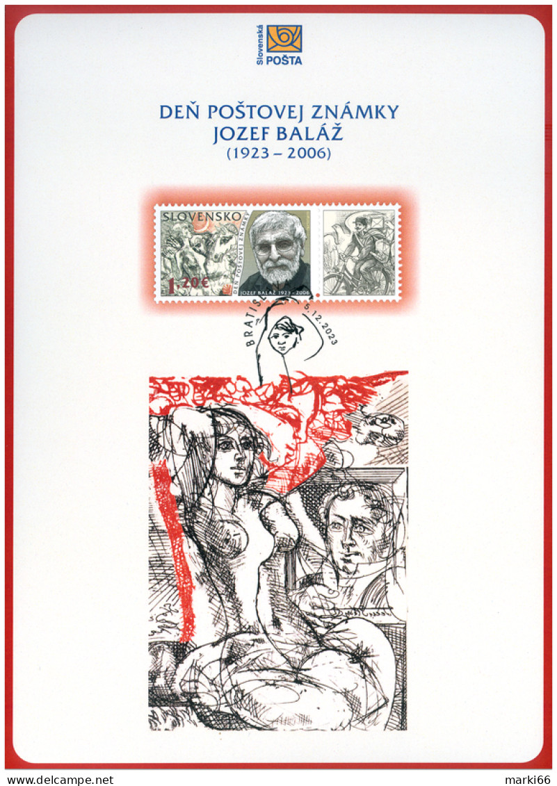 Slovakia - 2023 - Stamp Day - Jozef Balaz, Slovak Stamp Artist - Special Numbered Commemorative Sheet - Briefe U. Dokumente