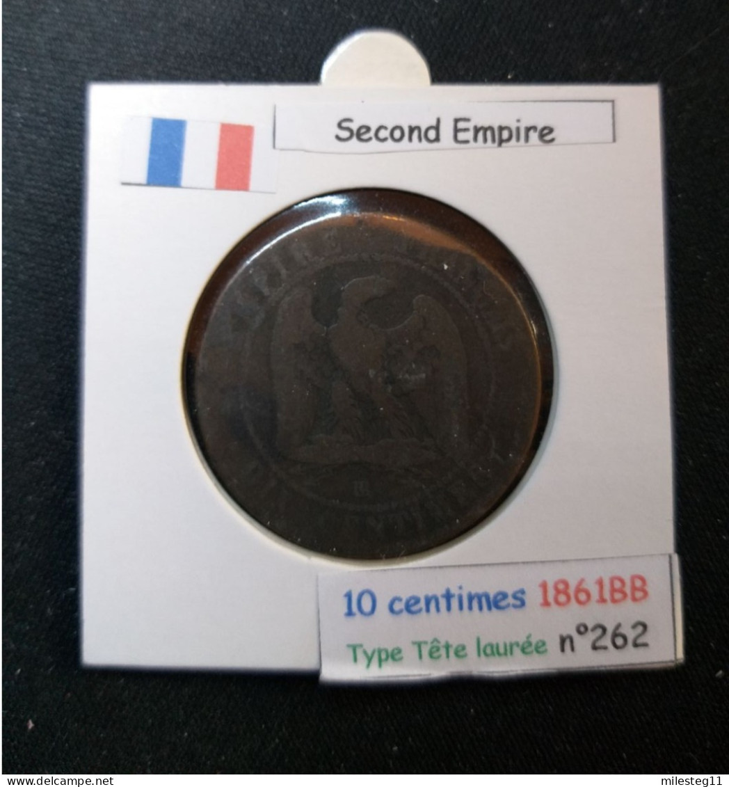 France 1861BB 10 Centimes Type Napoléon III Tête Laurée (réf Gadoury N°253) - 10 Centimes