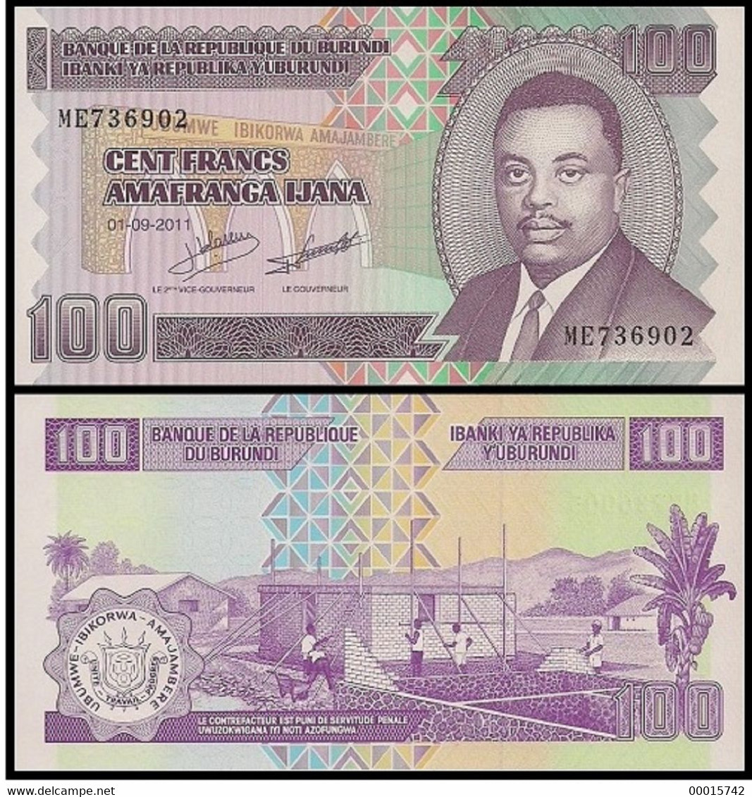 BURUNDI 100 FRANCS 2011 P-44 UNC  D-0904 - Burundi