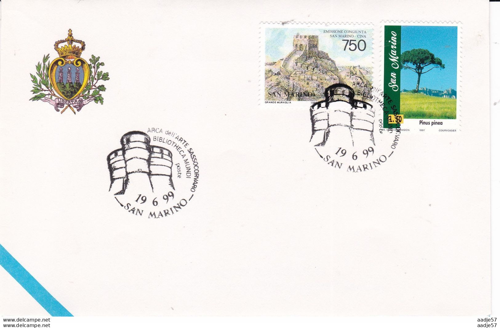 San Marino. Arca Dell Arte Sassocorvaro Spec Canc 19-06-1999 - Lettres & Documents