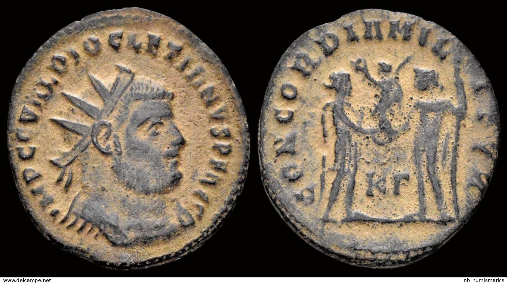 Diocletian AE Radiatus Jupiter Presents Victory On A Globe To Emperor - The Tetrarchy (284 AD To 307 AD)