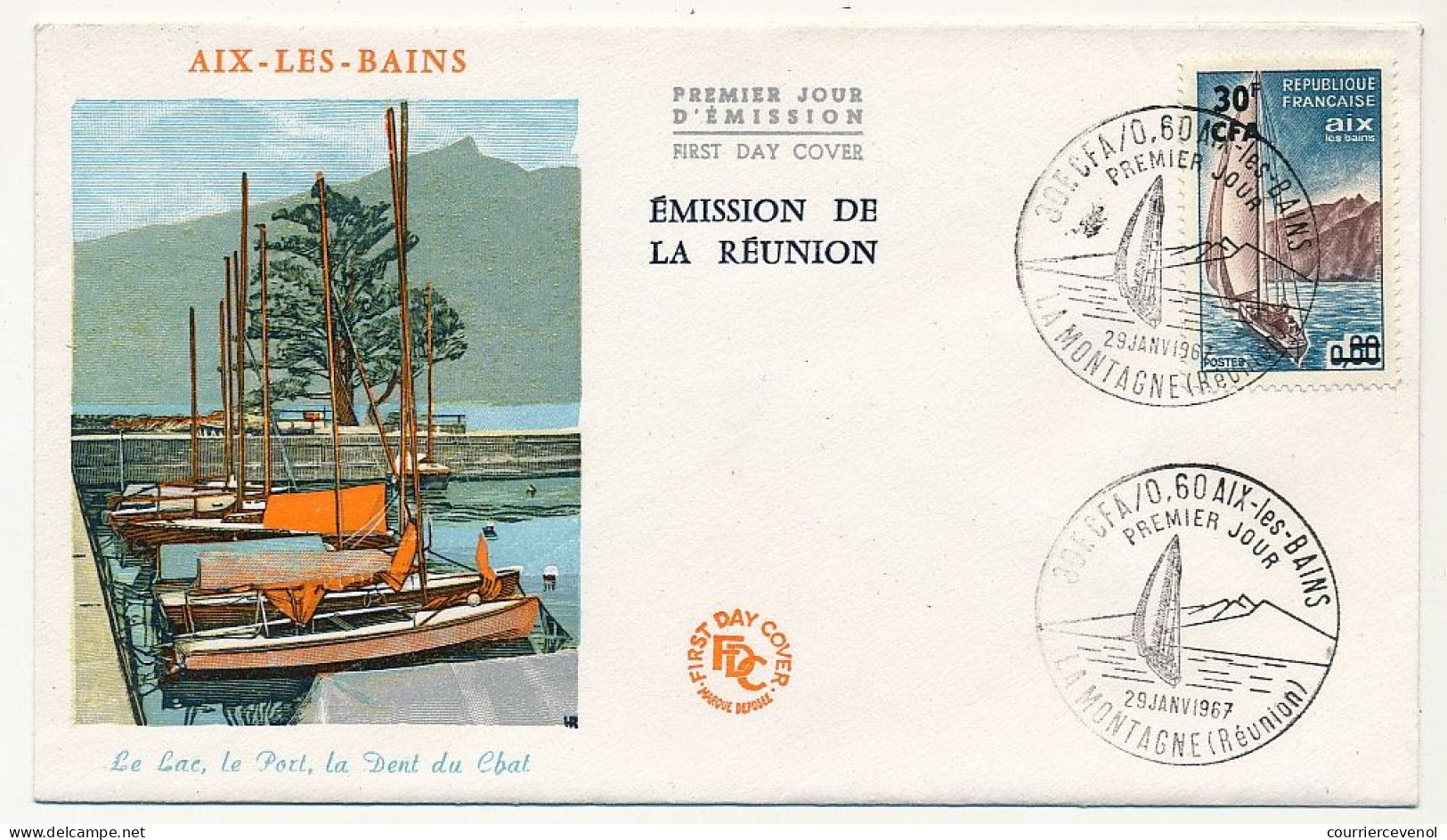 REUNION - Env. FDC - 30F Aix Les Bains - Premier Jour - La Montagne (Réunion) 29/1/1967 - Covers & Documents