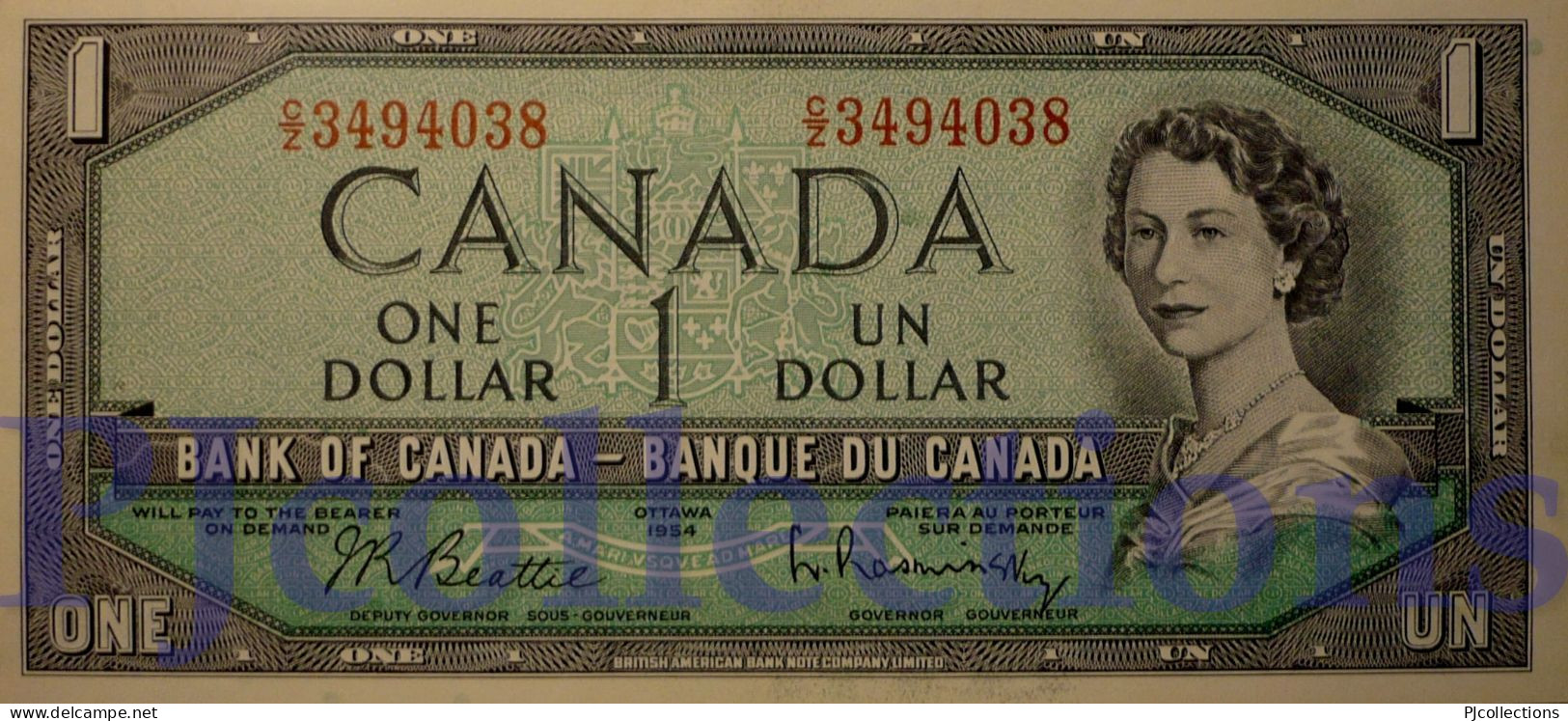 CANADA 1 DOLLAR 1954 PICK 75b AUNC - Kanada