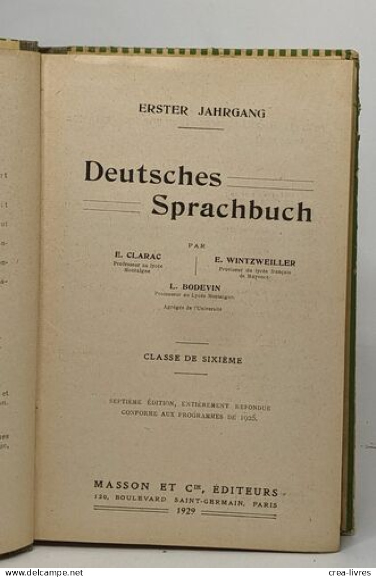 Deutsches Sprachbuch Classe De Sixième - Non Classés