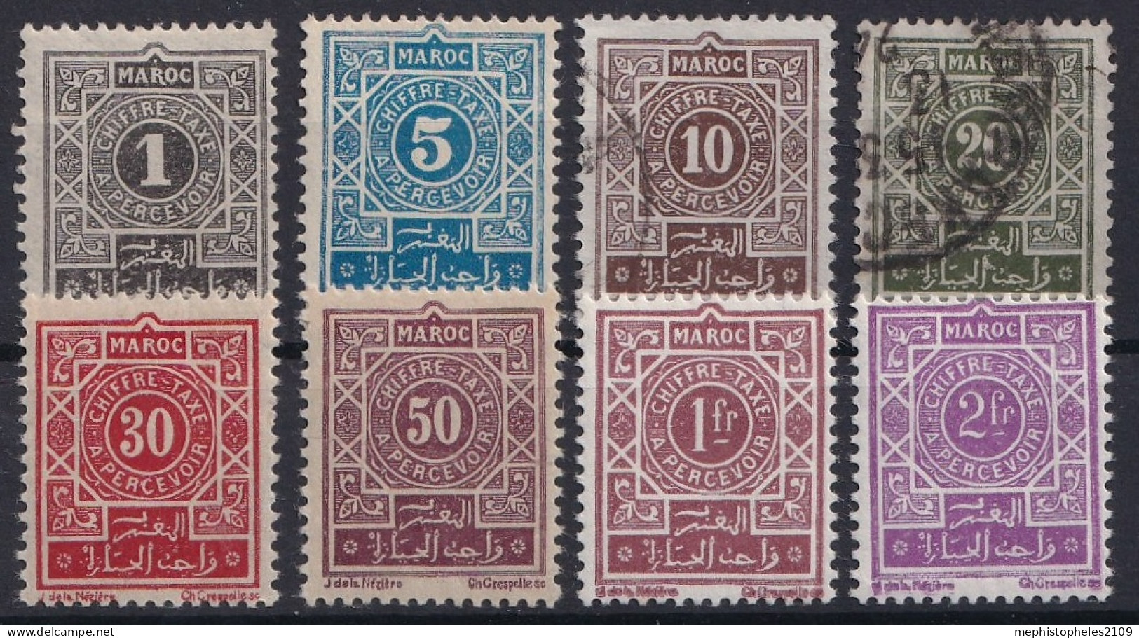 MAROC 1917-26 - MLH/canceled - YT 27-34 - Chiffre Taxe - Complete Set! - Impuestos