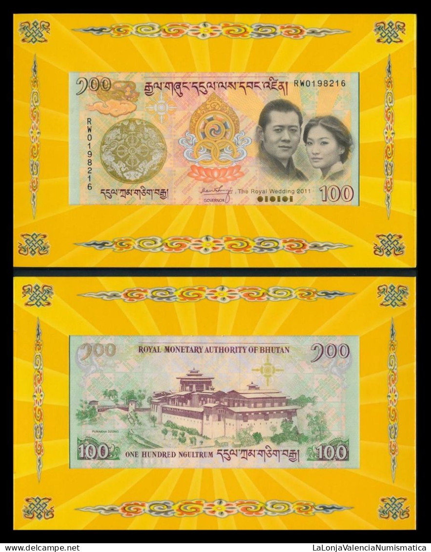 Bhután 100 Ngultrum Commemorative 2011 Pick 35 With Folder Sc Unc - Bhutan