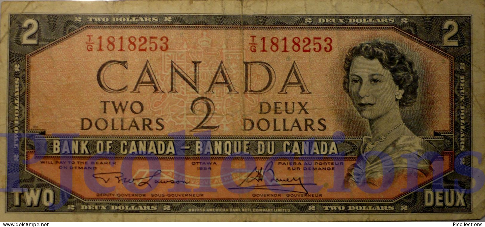 CANADA 2 DOLLARS 1954 PICK 76d F/VF - Canada